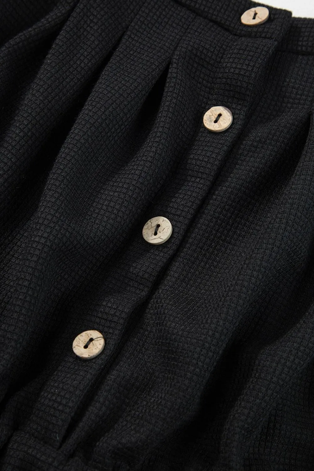 Knotted Straps Button Textured Drawstring Jumpsuit - Image 10