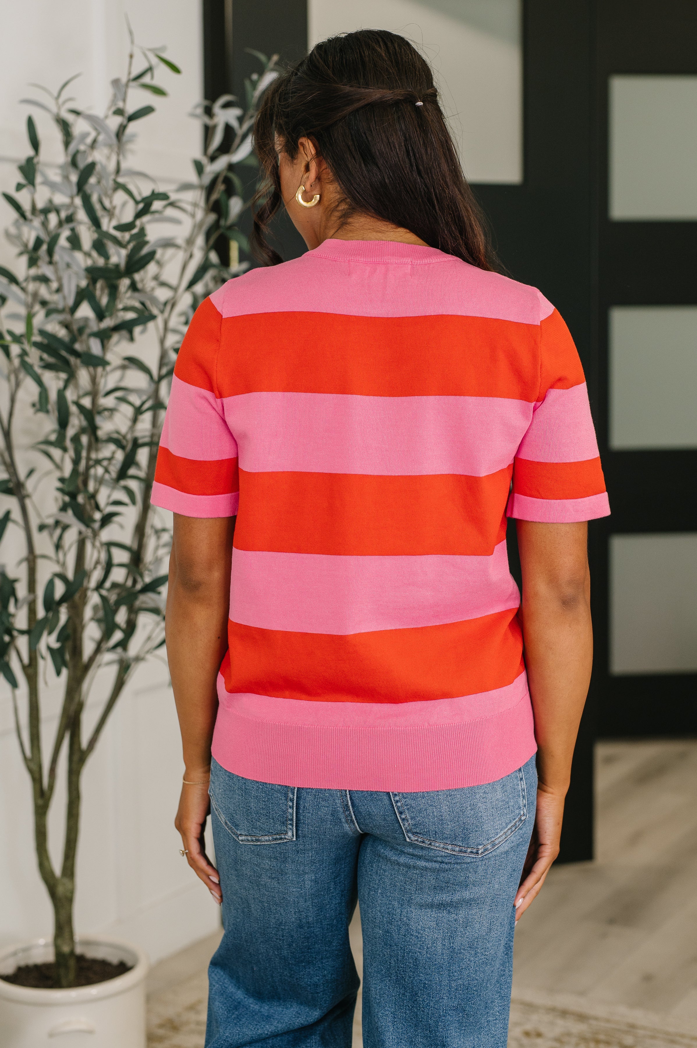 Known for a While Knit Blouse in Pink and Red - Image 4