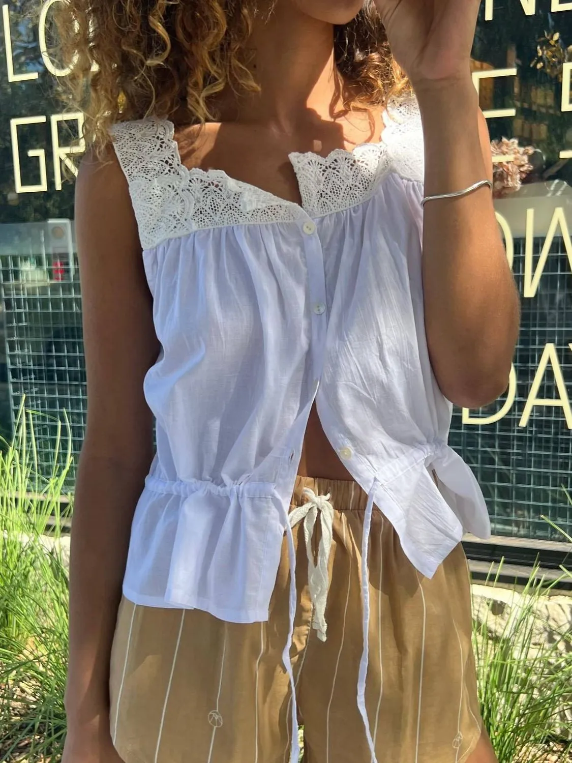 Lace Detail Drawstring Tank - Image 5