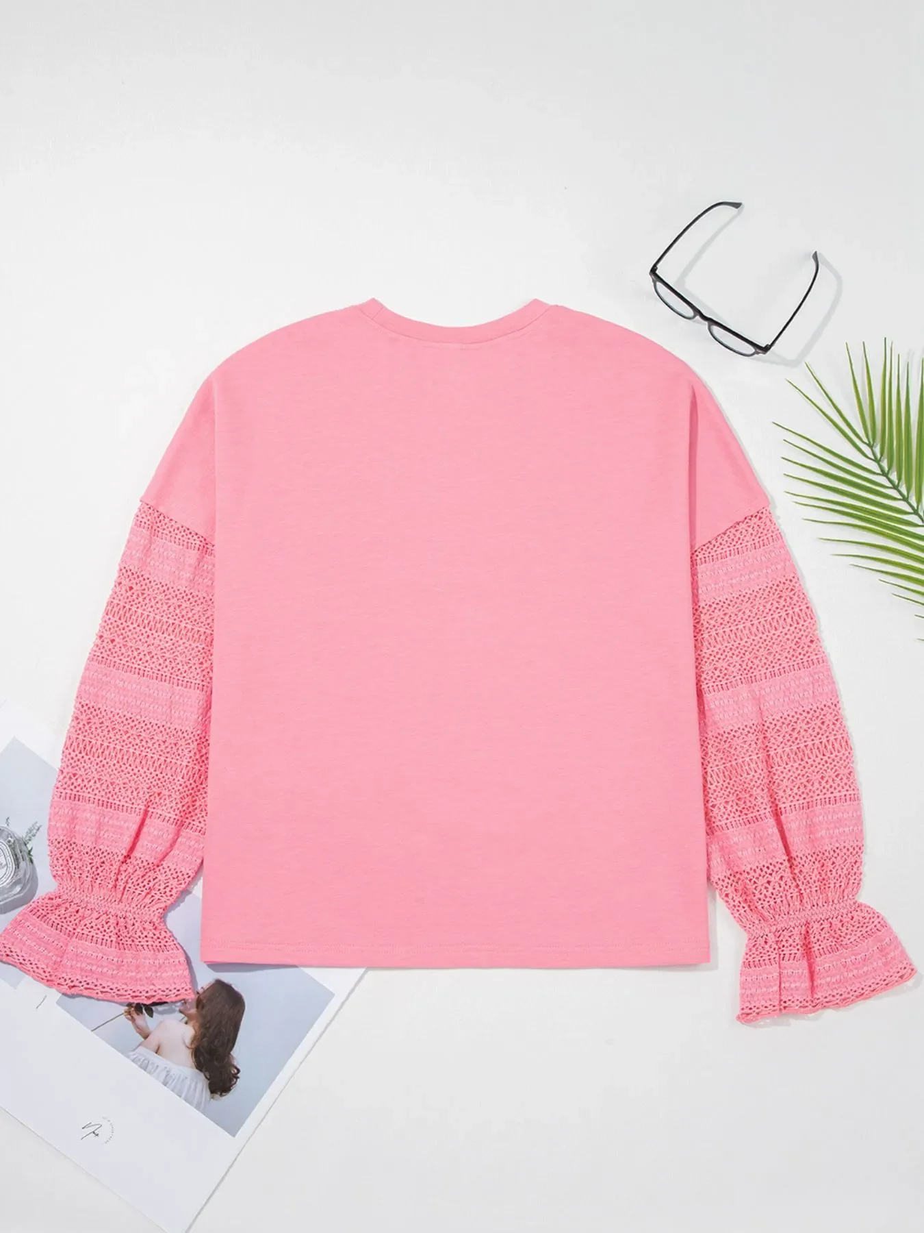 Lace Detail Flounce Sleeve Sweatshirt - Image 5