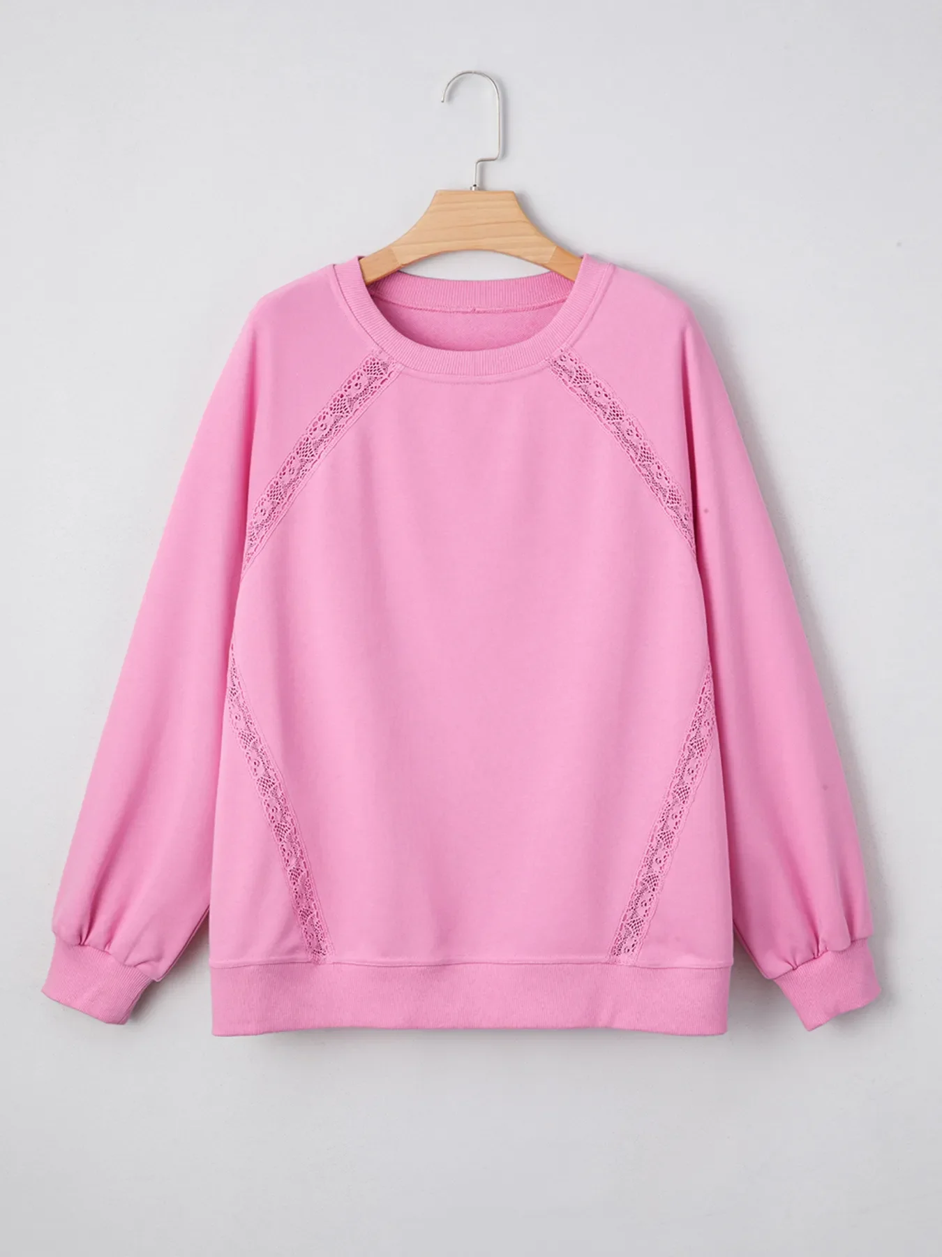 Lace Patched Raglan Sleeve Loose Fit Sweatshirt - Image 3