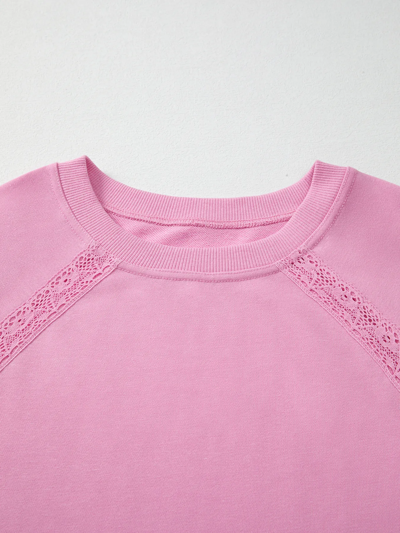 Lace Patched Raglan Sleeve Loose Fit Sweatshirt - Image 5