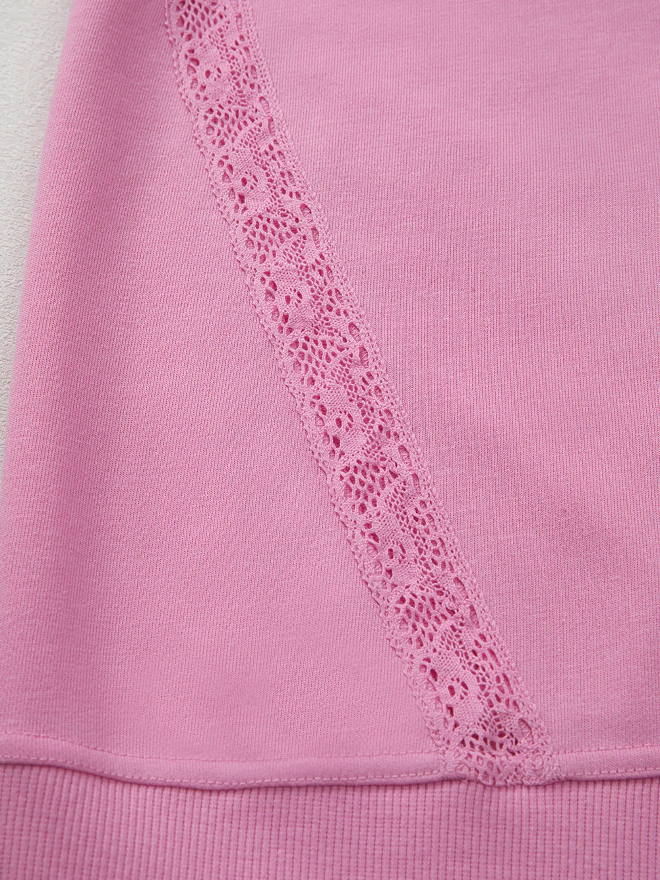 Lace Patched Raglan Sleeve Loose Fit Sweatshirt - Image 6