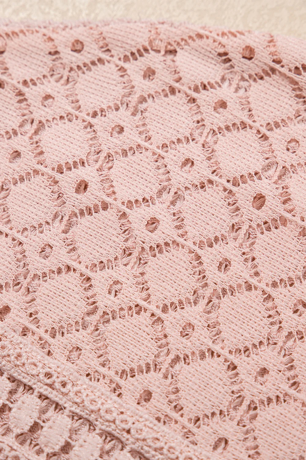 Lace Patchwork Waffle Short Sleeve Knit Top - Image 14