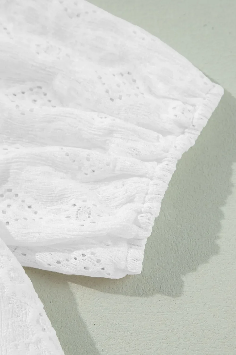 Lace Puff Sleeve V Neck Button Up Shirt - Image 6
