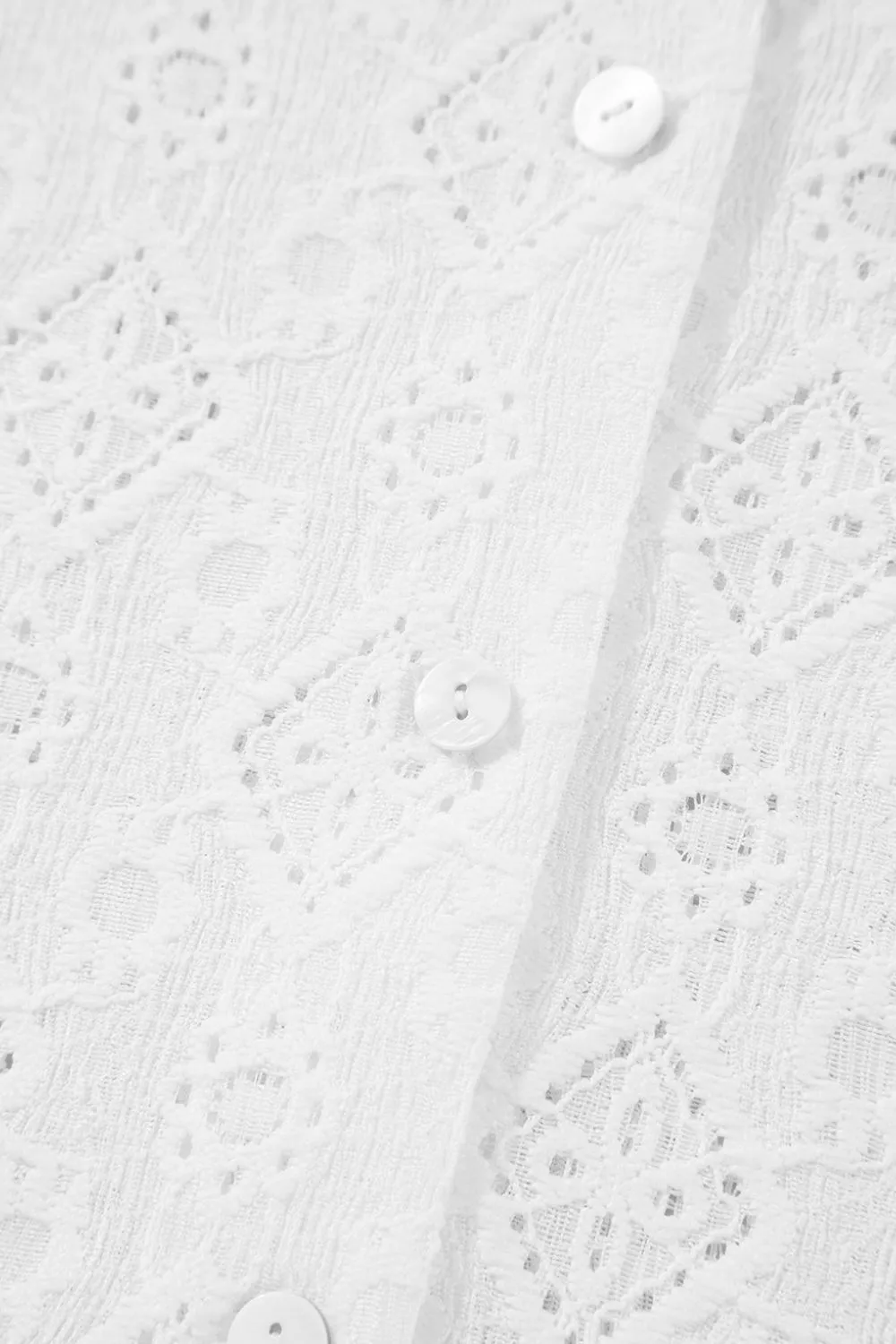 Lace Puff Sleeve V Neck Button Up Shirt - Image 8