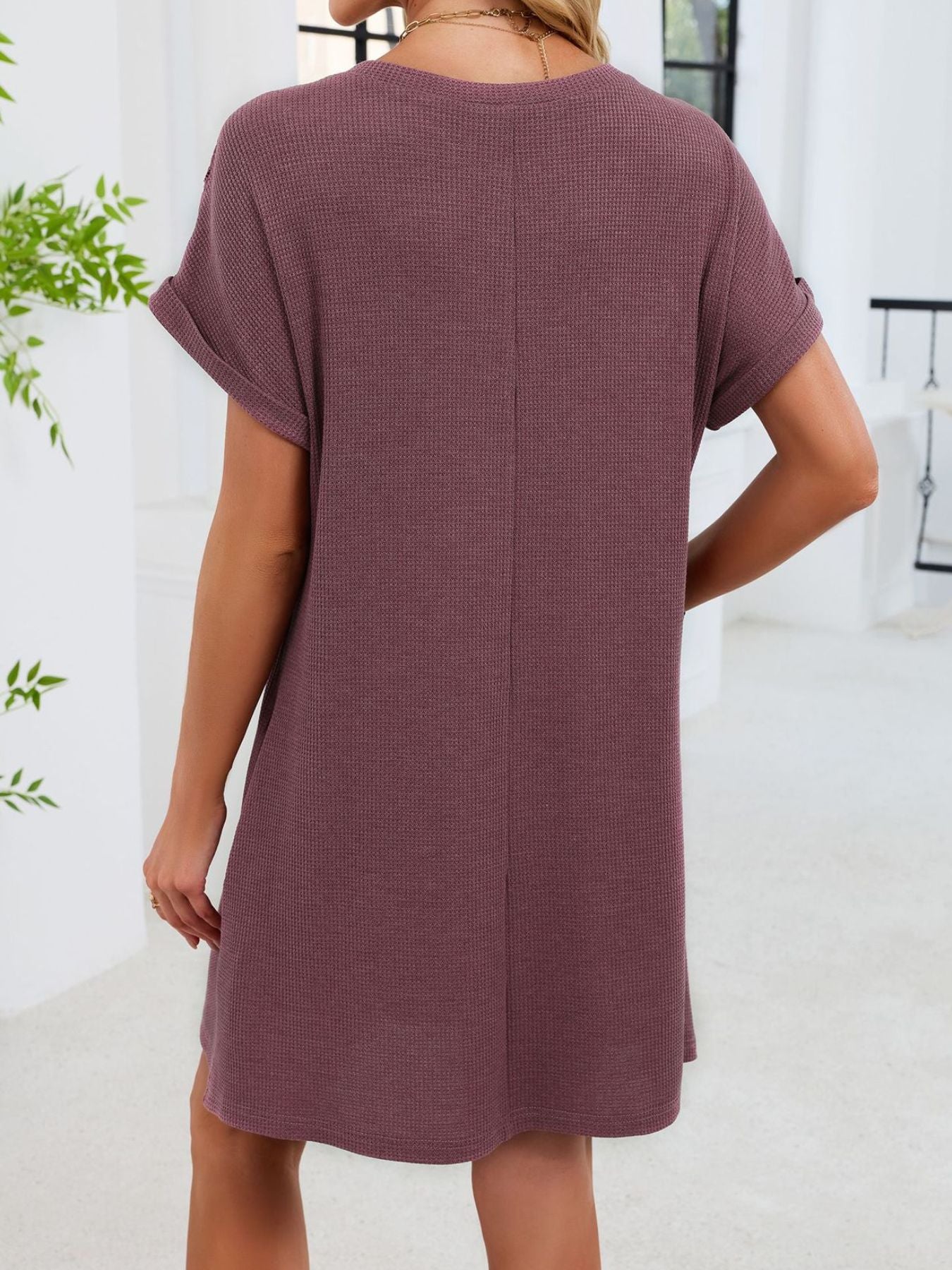 Lace Round Neck Short Sleeve T-Shirt Dress - Image 5