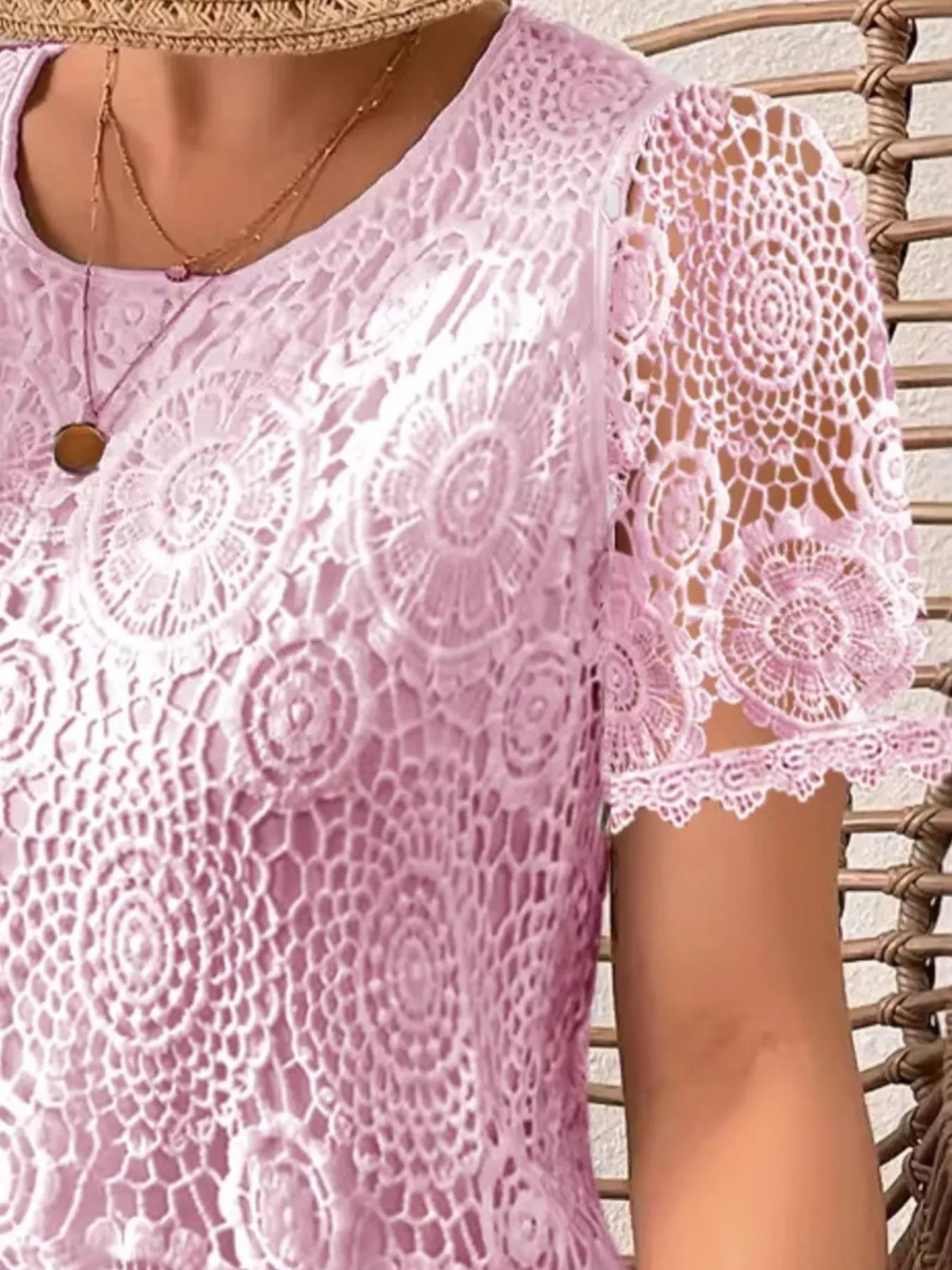 Lace Short Sleeve Blouse - Image 17
