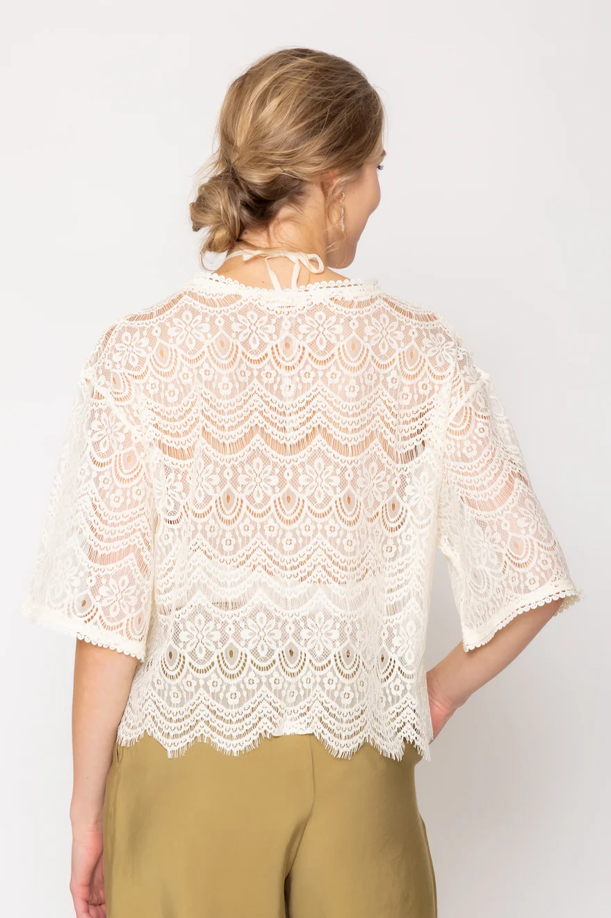 Lace Tie Front Short Cardigan - Image 4