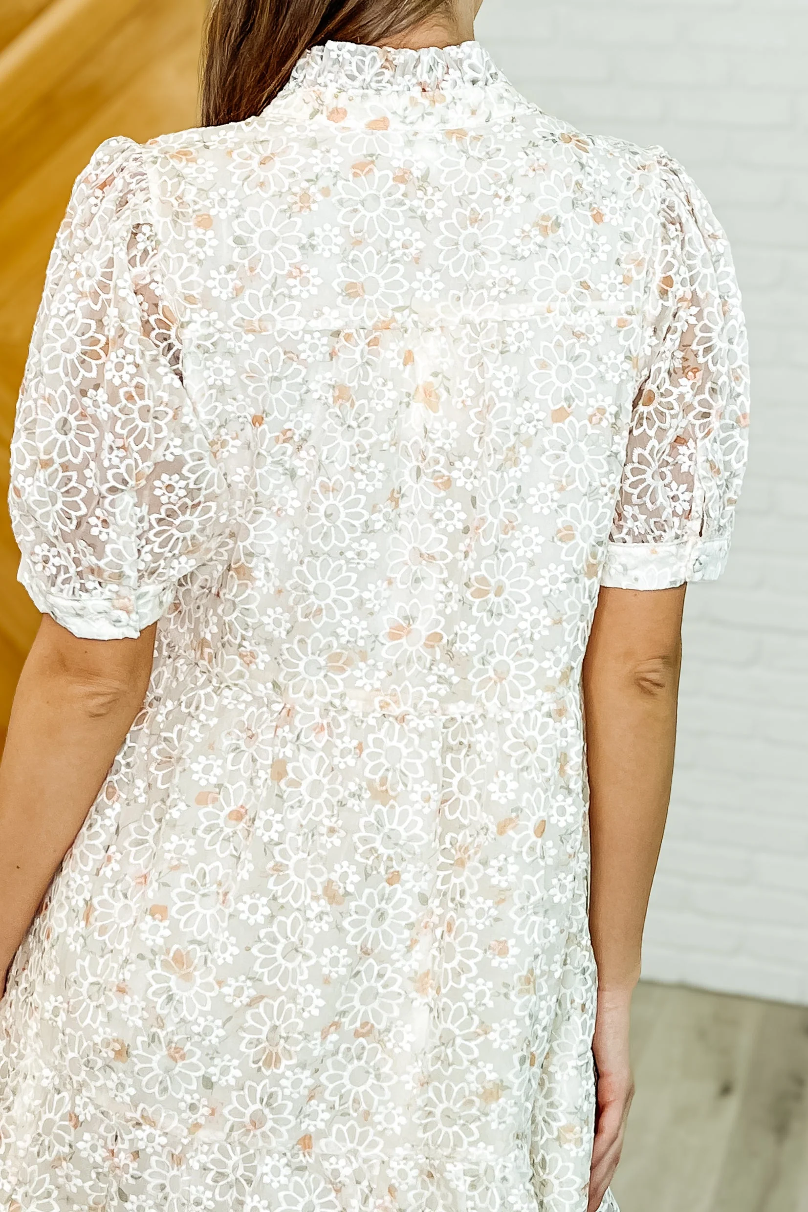 Lace to the Party High Neck Dress in Ivory Multi - Image 3