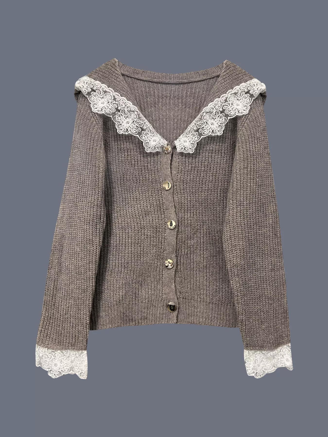 Lace Trim Button Up Cardigan - Image 8