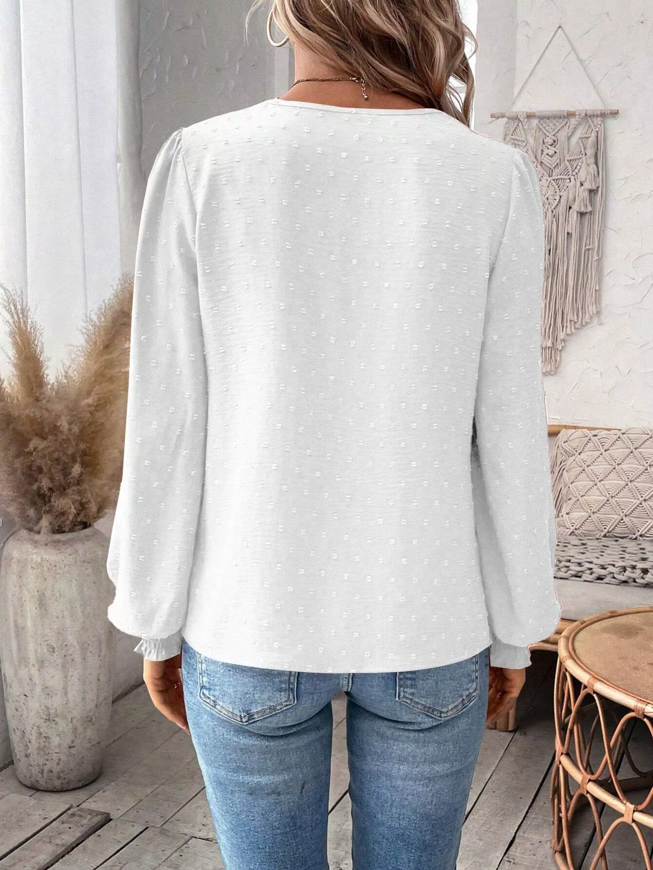 Lace Trim Long Sleeve Blouse - Image 14