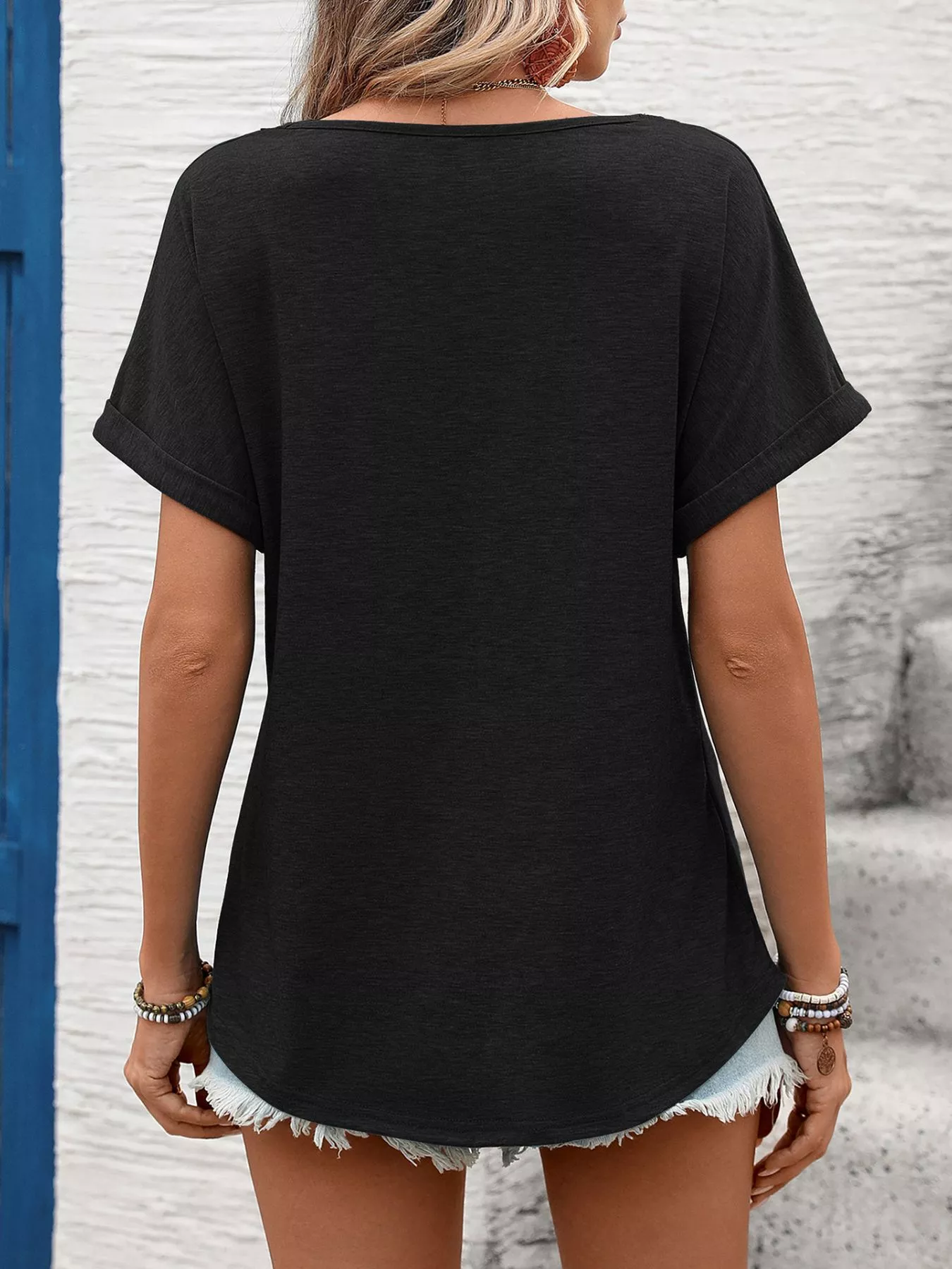 Lace Trim Short Sleeve T-Shirt - Image 11