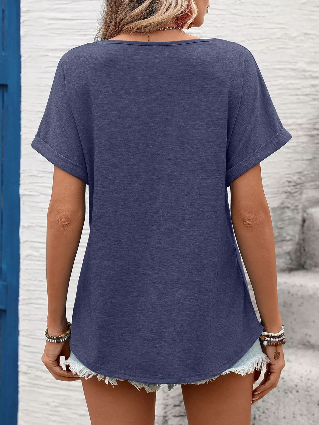 Lace Trim Short Sleeve T-Shirt - Image 20