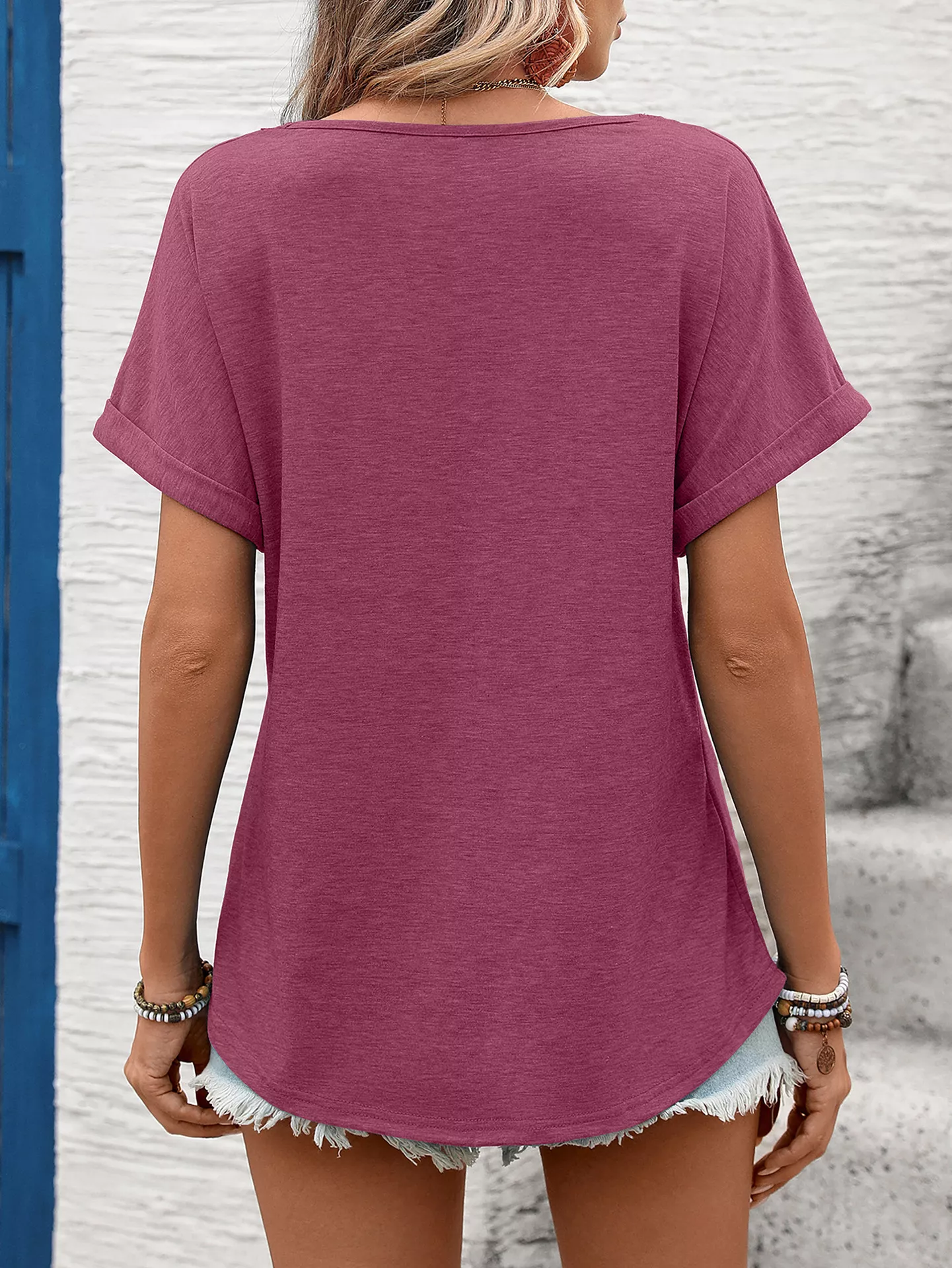 Lace Trim Short Sleeve T-Shirt - Image 28