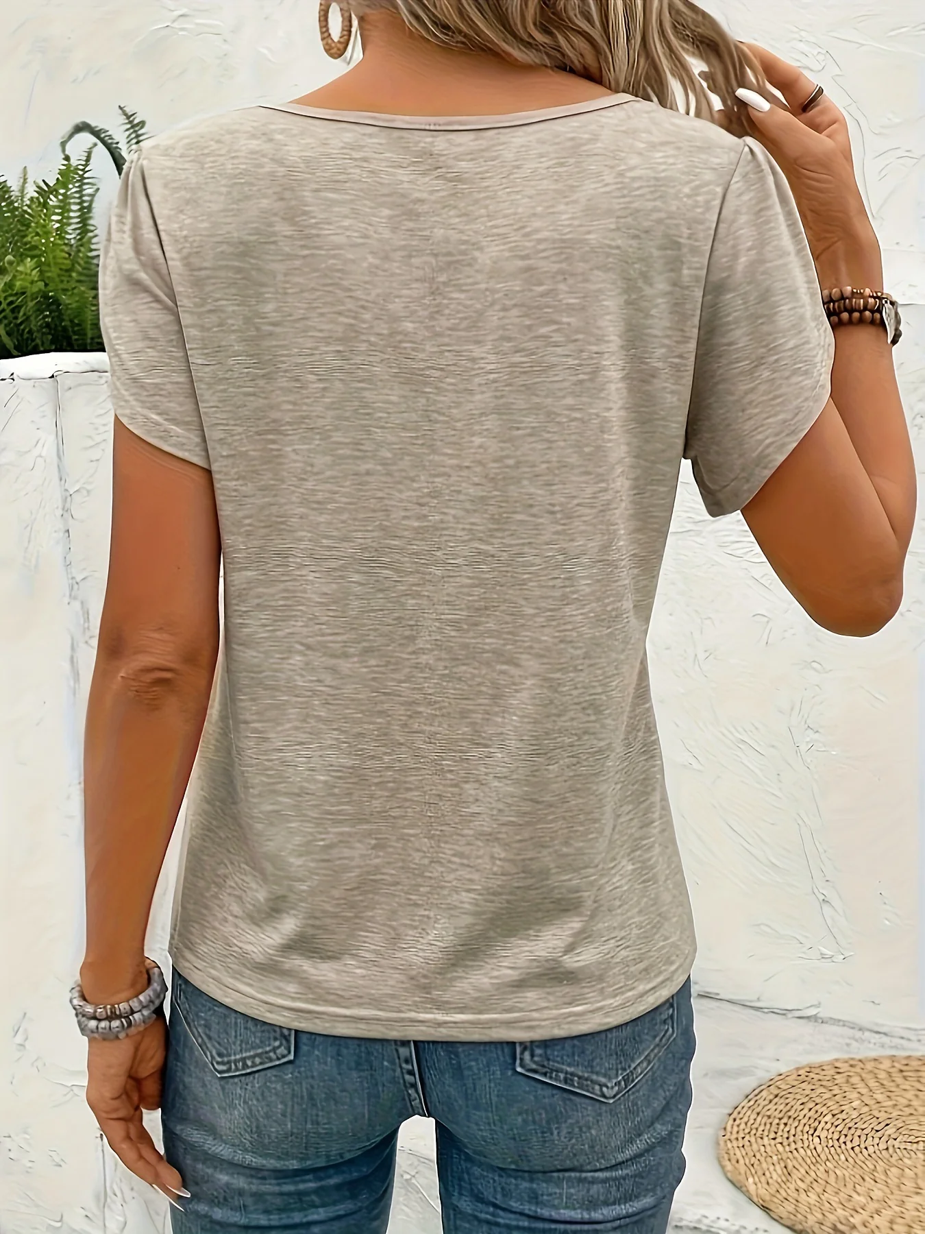 Lace Trimmed Petal Sleeve Casual Top - Image 3