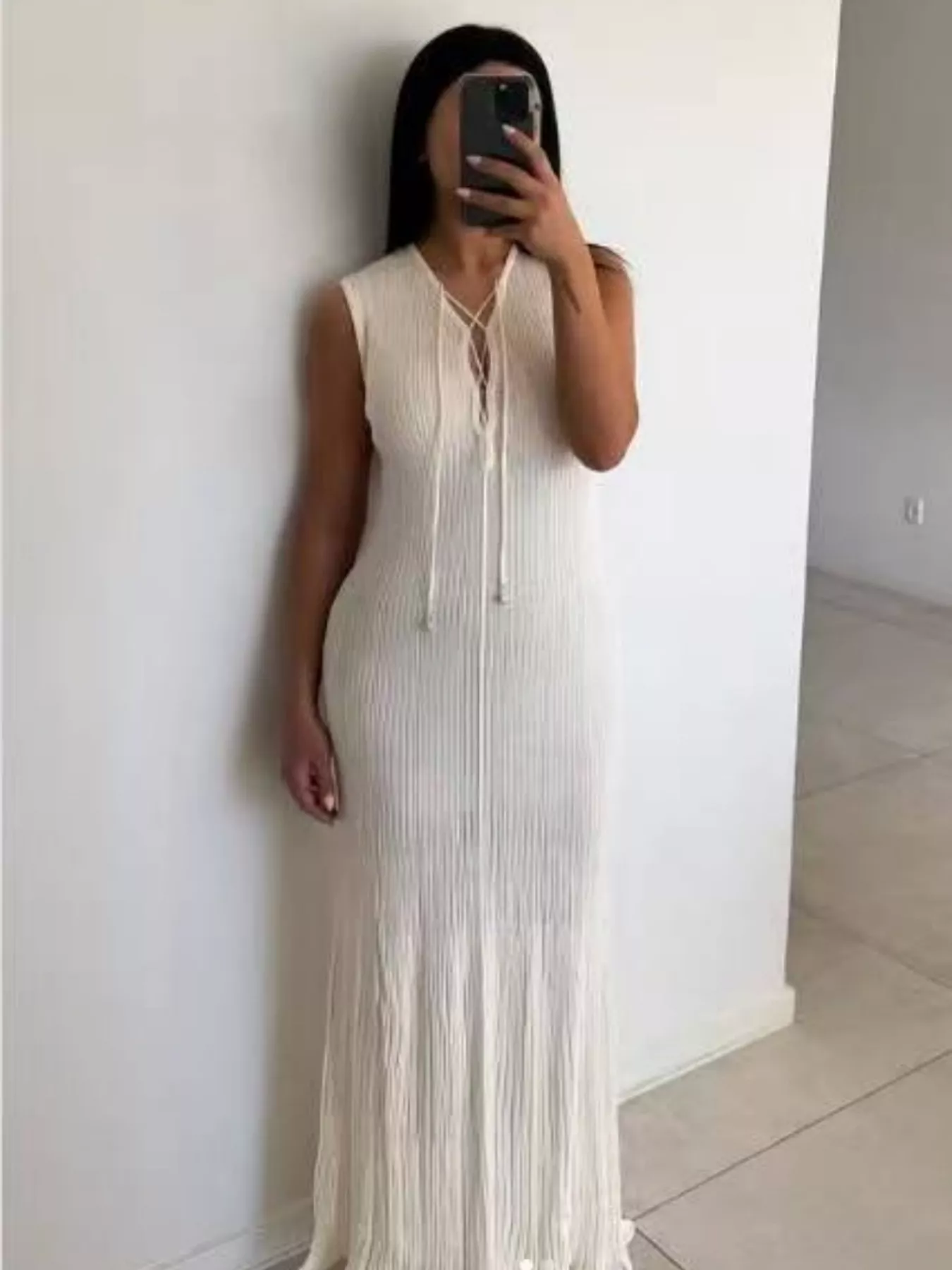 Lace Up Sleeveless Maxi Dress - Image 3