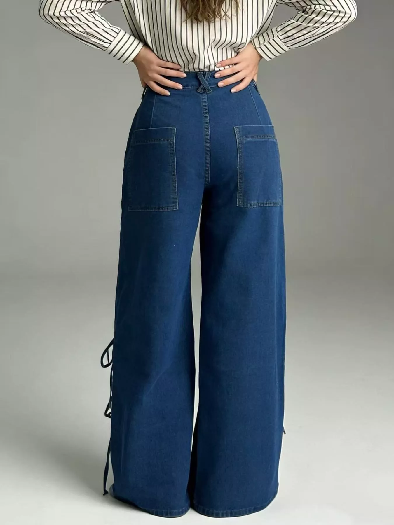 Lace-Up Wide Leg Jeans - Image 8