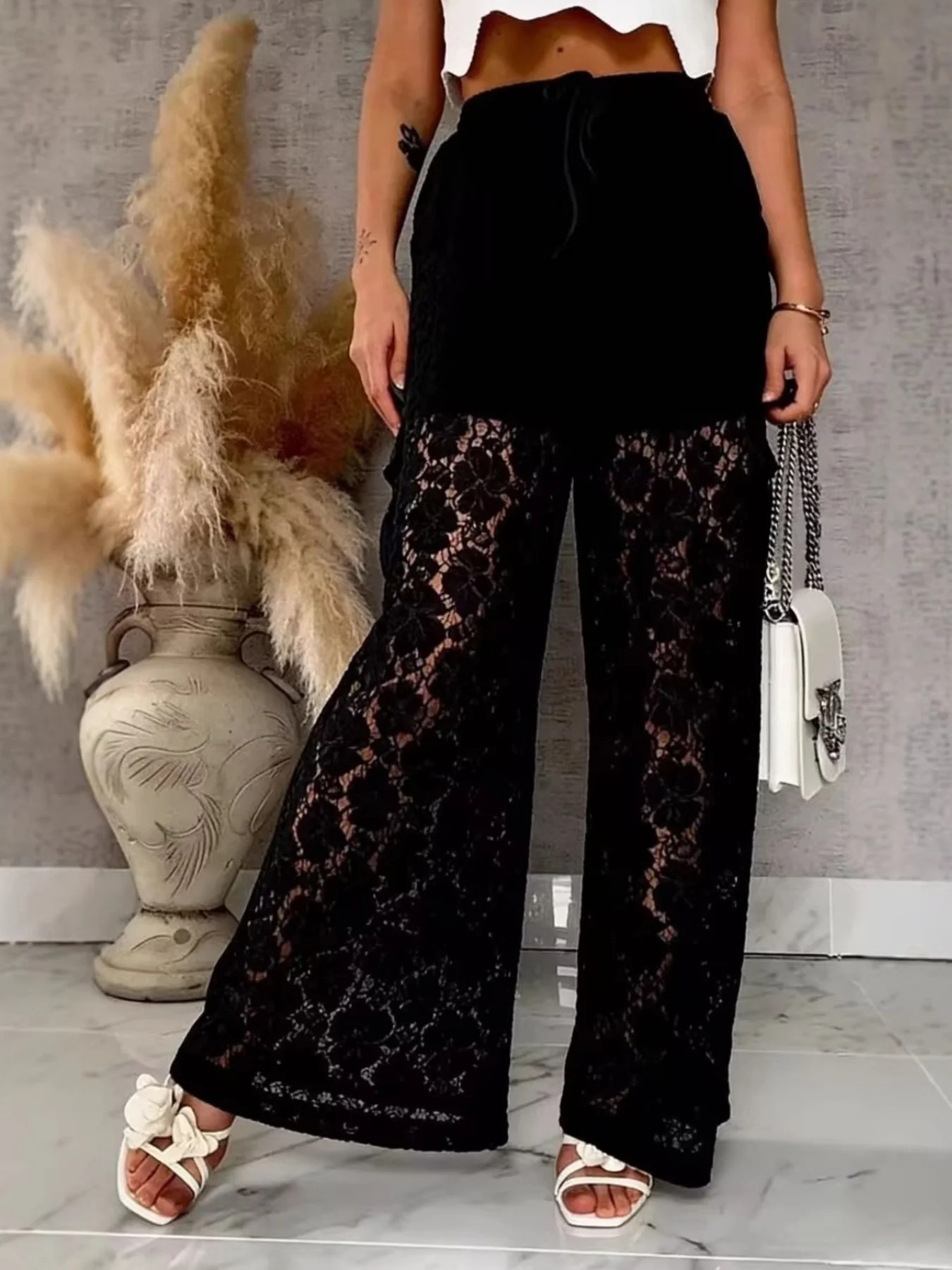 Lace Wide-Leg Pants - Image 5