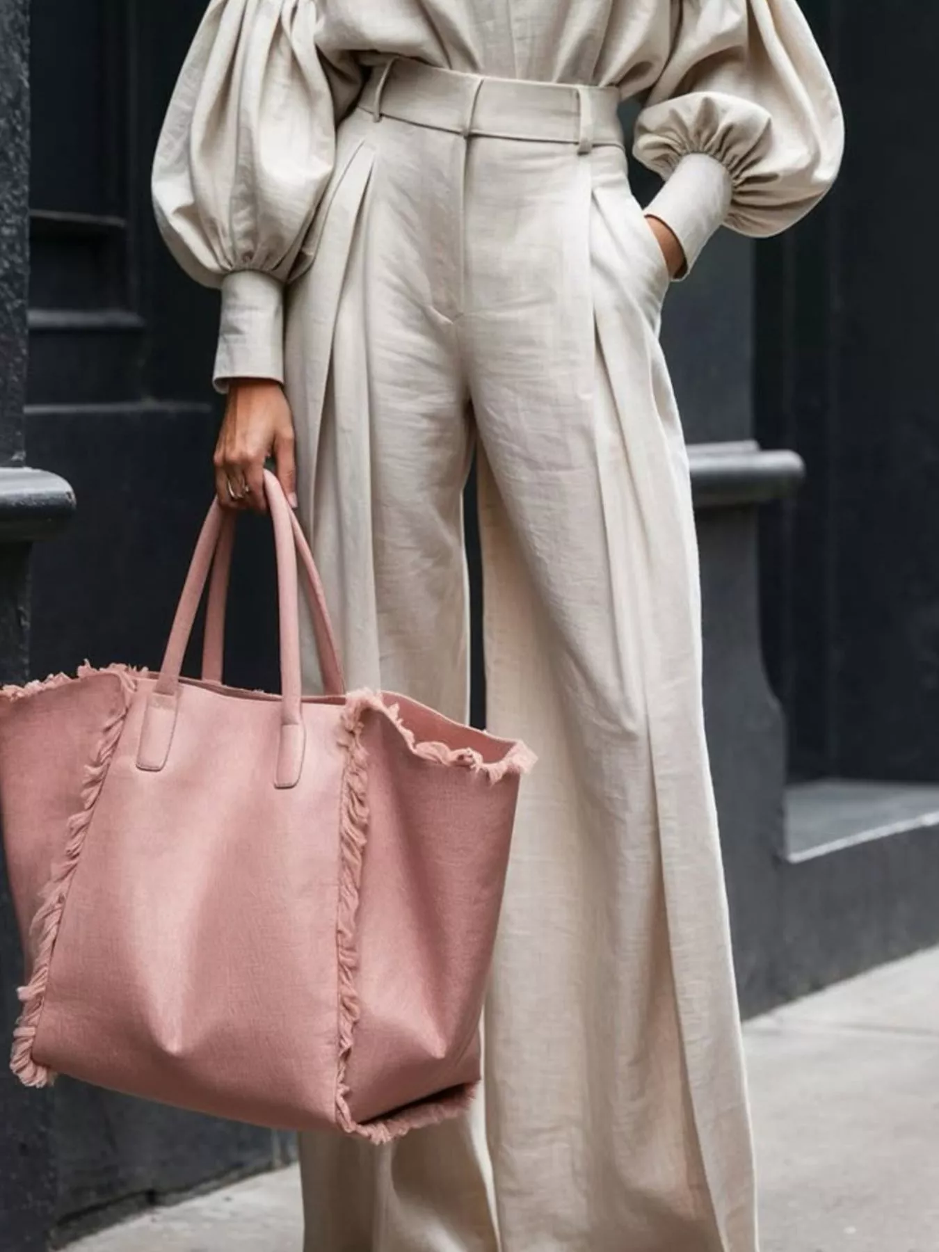 Lantern Sleeve Shirt and Wide Leg Pants Set - Image 6