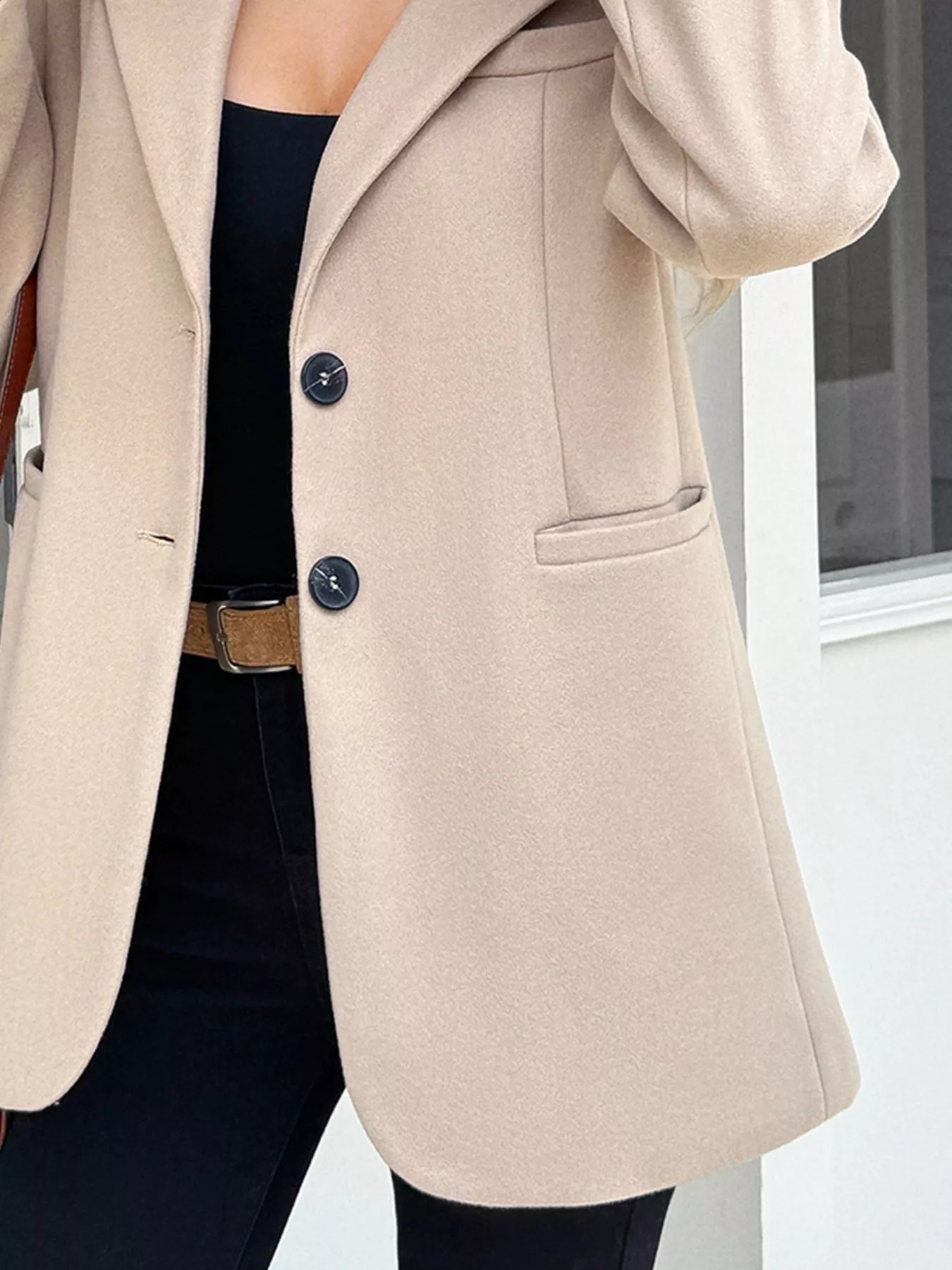 Lapel Collar Button Up Blazer - Image 3