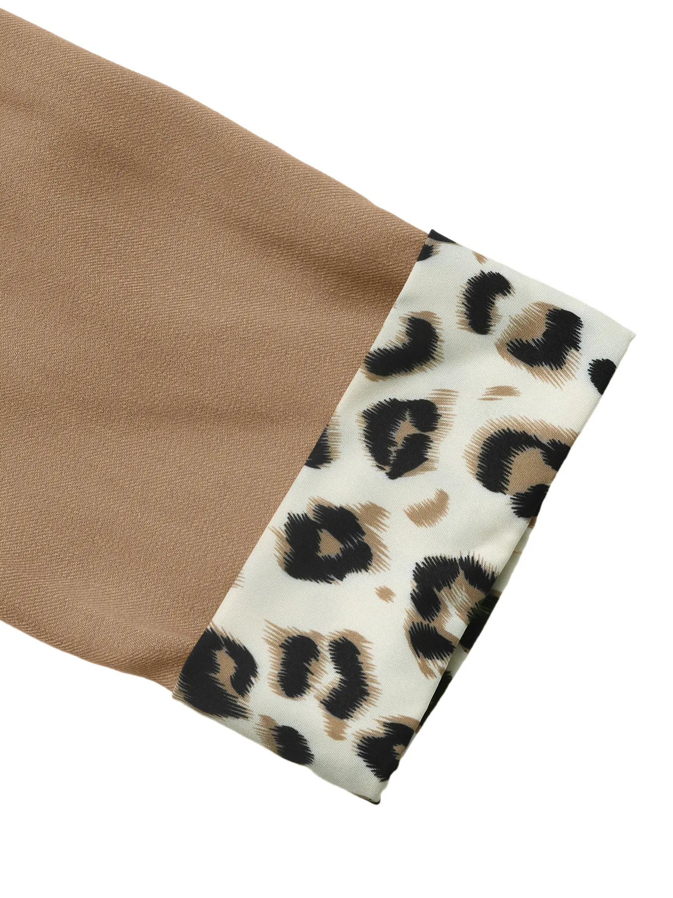 Lapel Collar Leopard Cuff Long Sleeve Blazer - Image 12