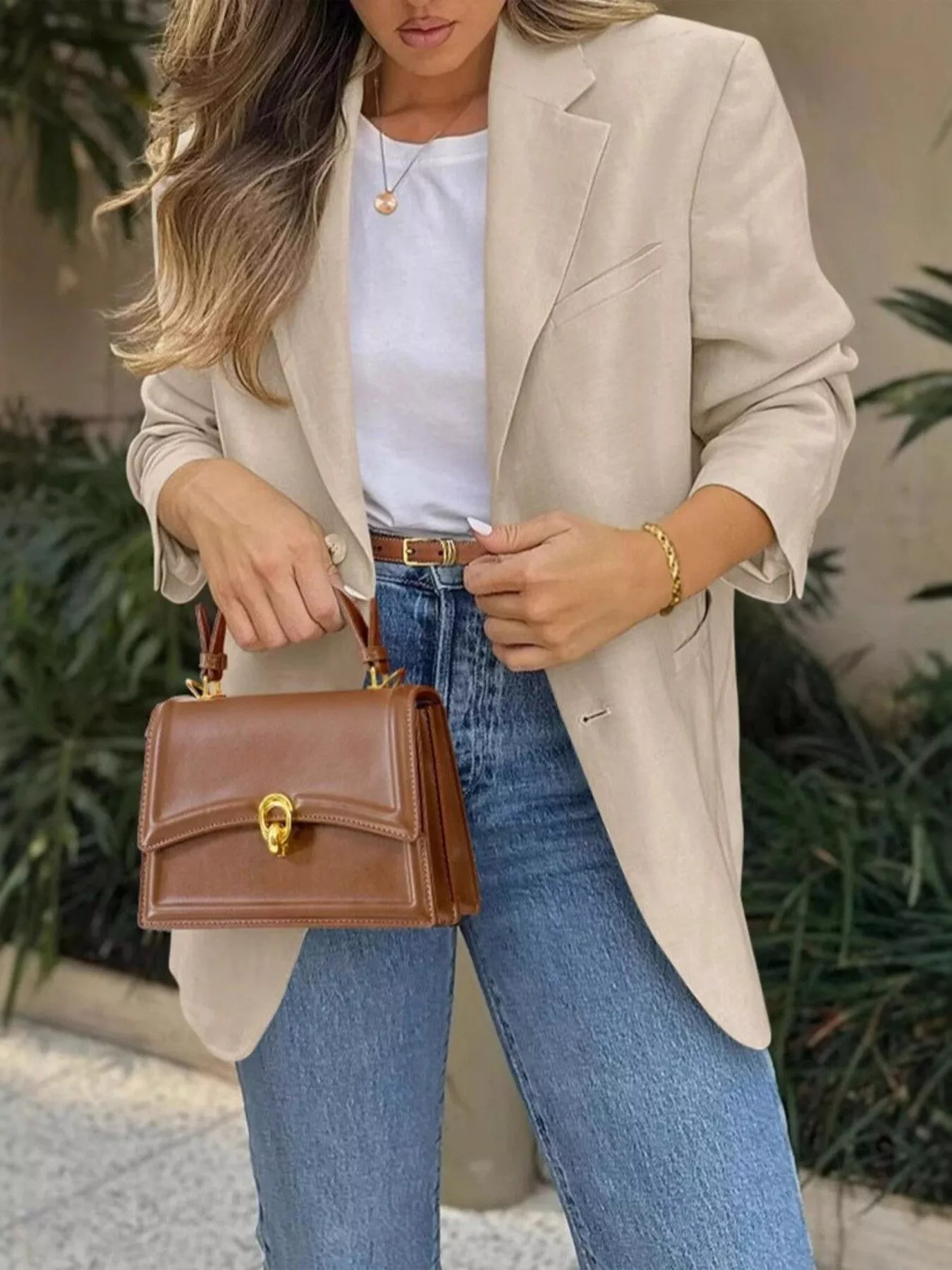 Lapel Collar Long Sleeve Blazer - Image 9