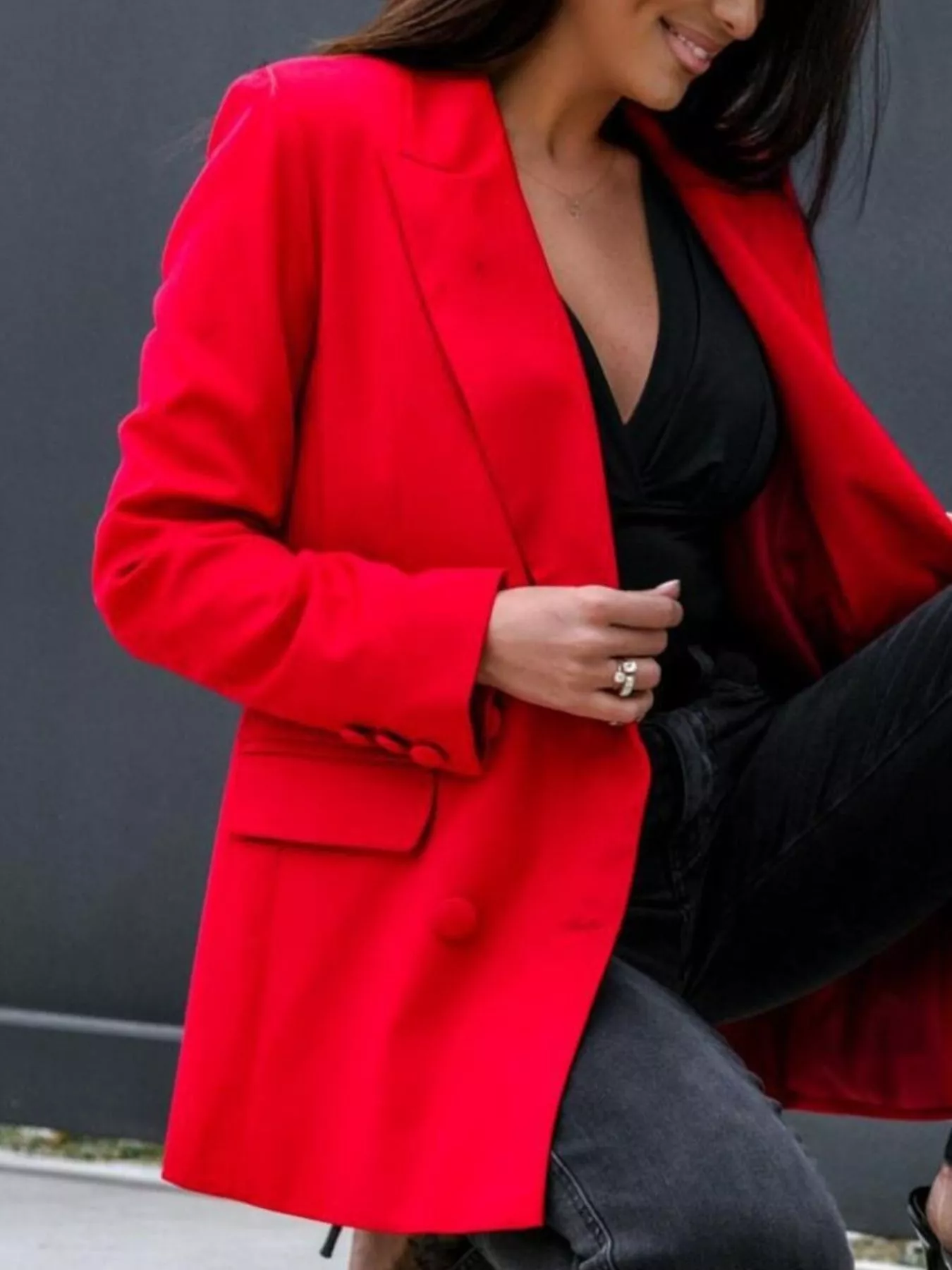Lapel Collar Long Sleeve Blazer - Image 16