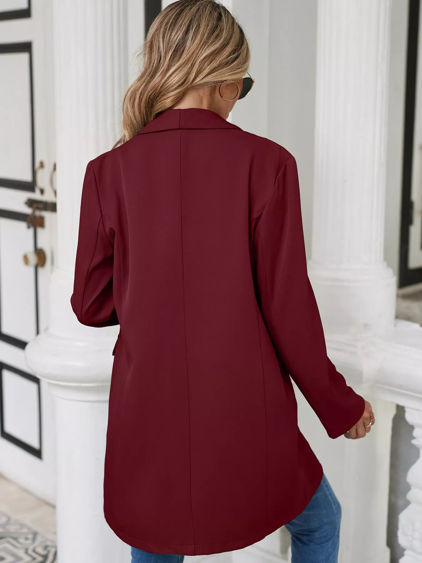 Lapel Collar Long Sleeve Blazer - Image 2