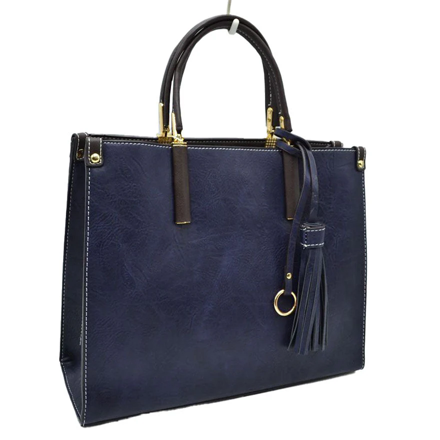 Large Shoulder Vegan Leather Tassel Handbag For Women - Image 5
