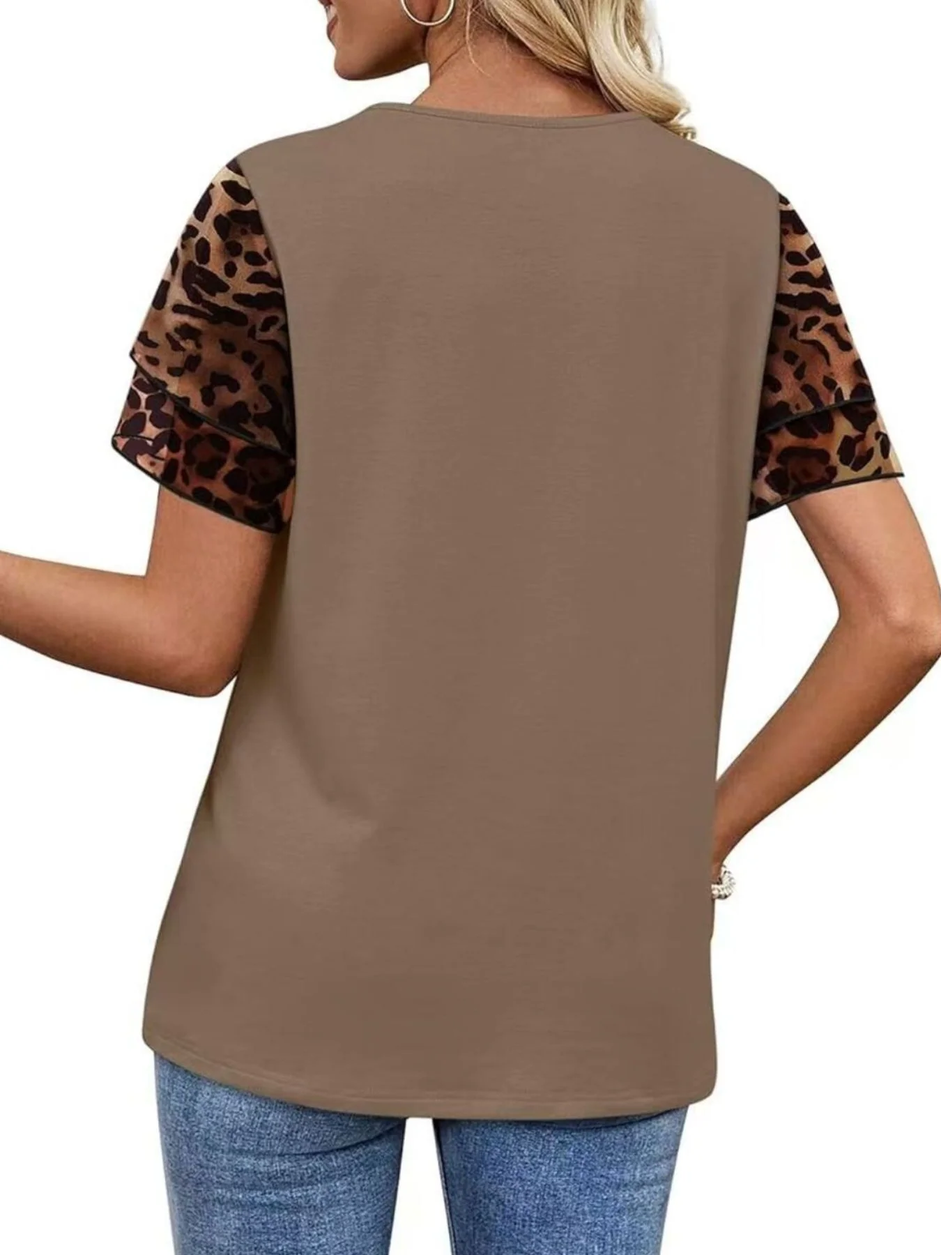 Layered Short Sleeve Round Neck T-Shirt - Image 16