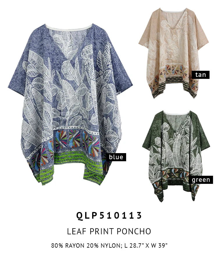 Leaf Print Poncho - Image 13