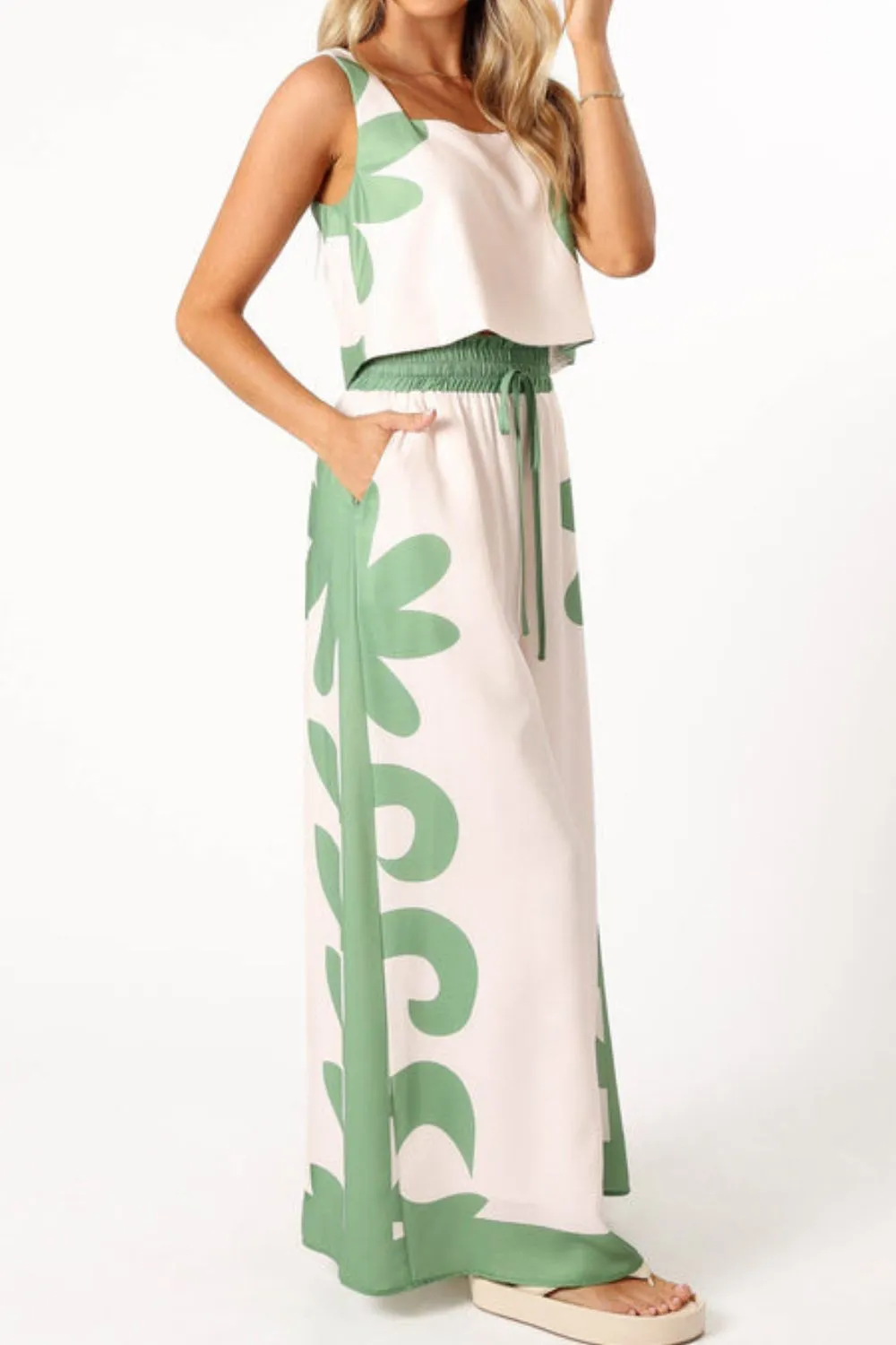 Leaf Print Tank Top and Pants Set - Image 6