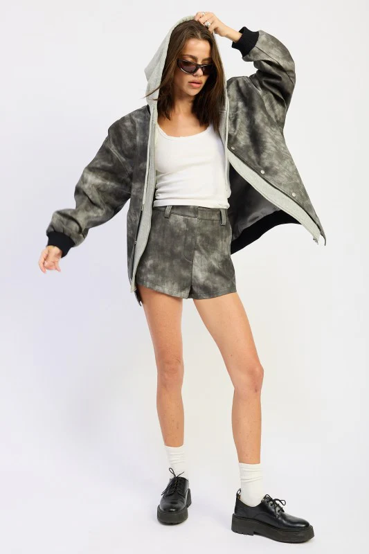 LEATHER MIX MEDIA BOMBER JACKET - Image 4