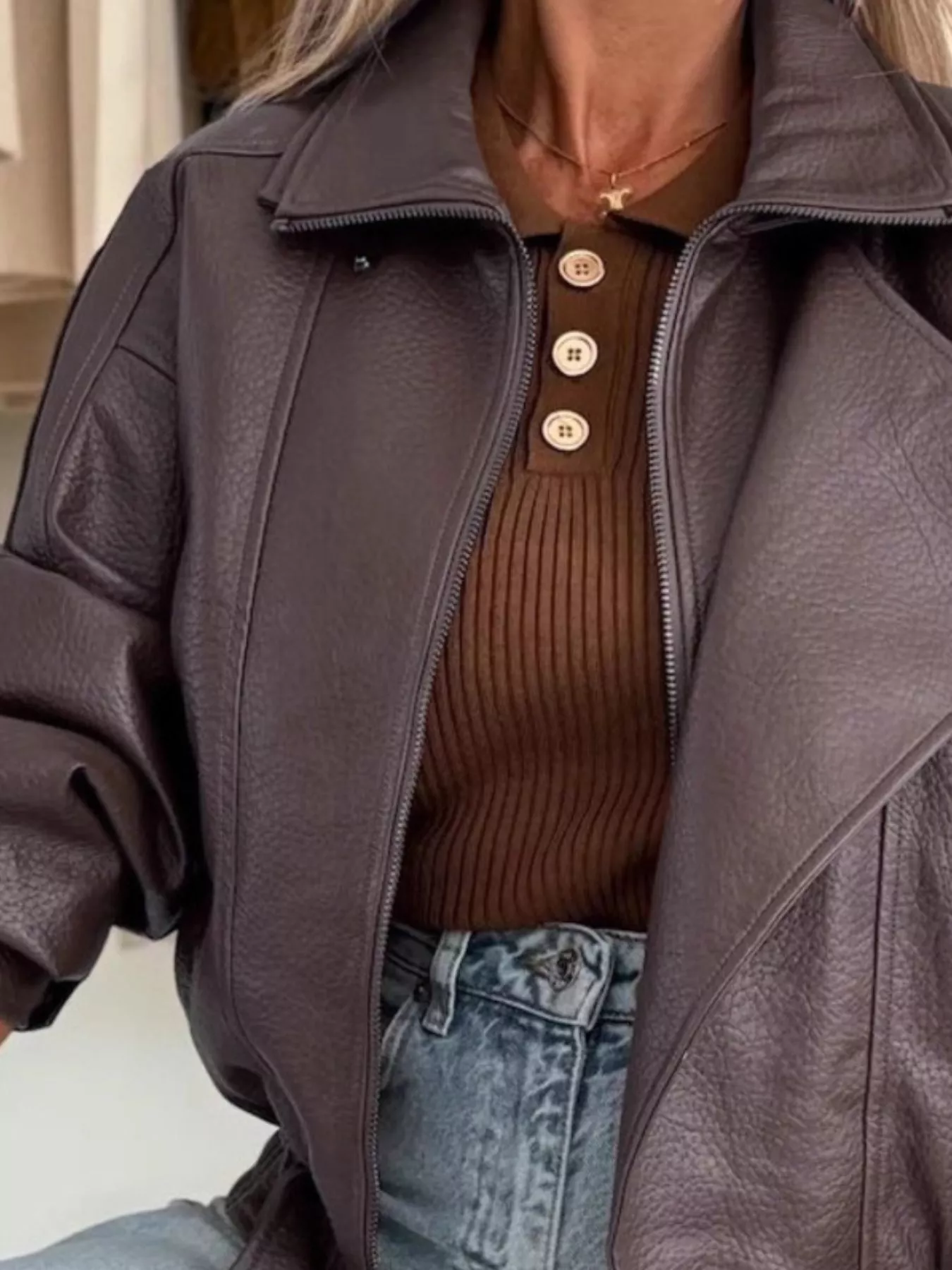 Leather Zip Up Jacket - Image 6
