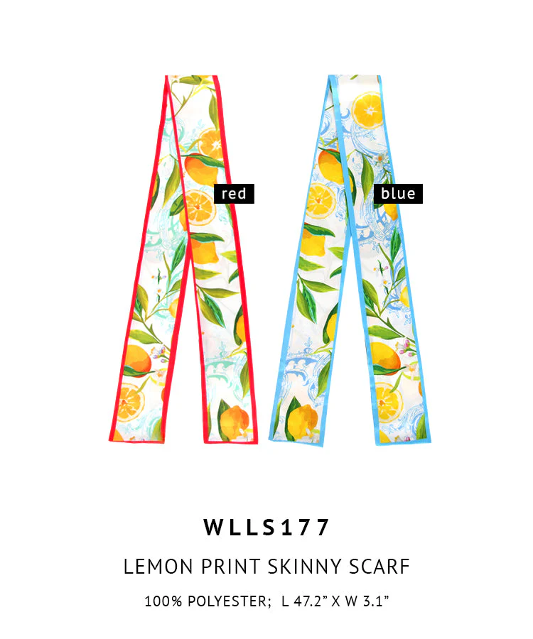 Lemon Print Skinny Scarf - Image 4