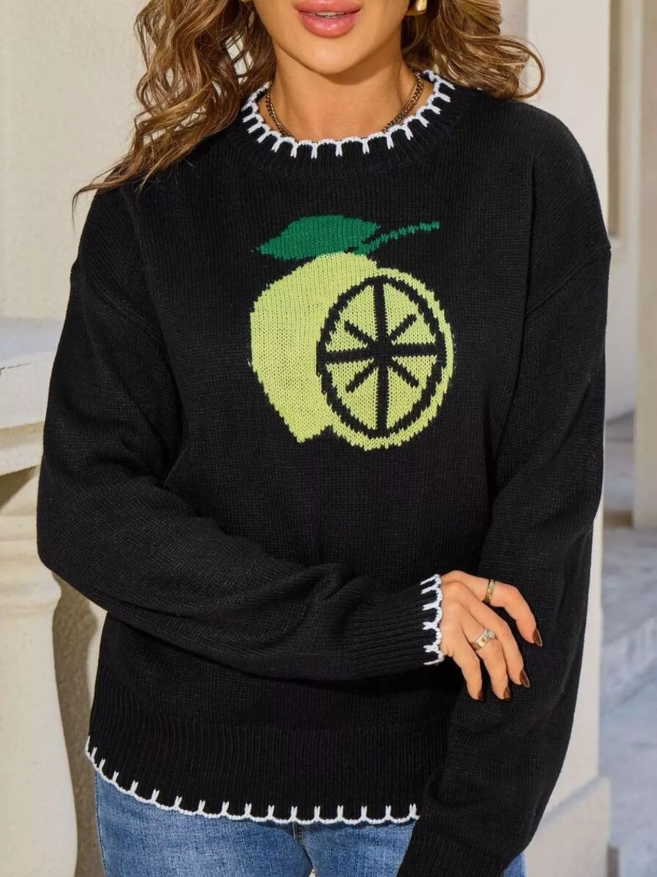 Lemon Round Neck Sweater - Image 2