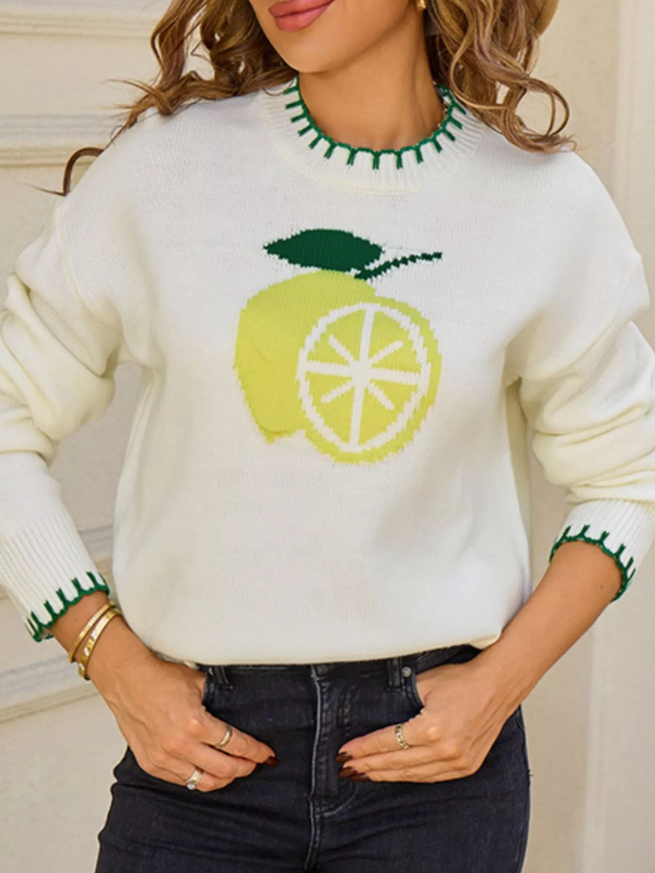 Lemon Round Neck Sweater - Image 6