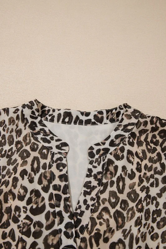 Leopard 3/4 Sleeve V-Neck Dress - Image 3