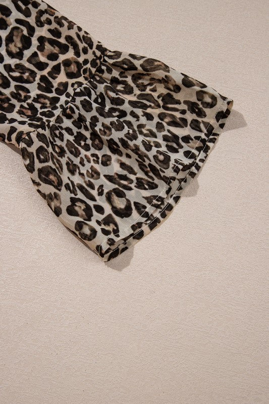 Leopard 3/4 Sleeve V-Neck Dress - Image 5