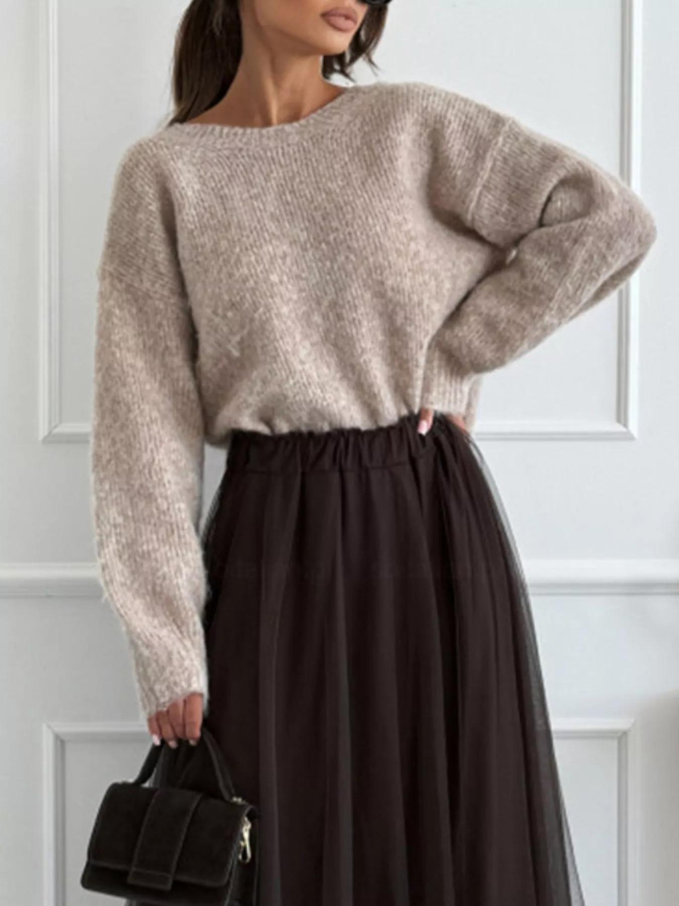 Leopard Bow Dropped Shoulder Sweater - Image 3