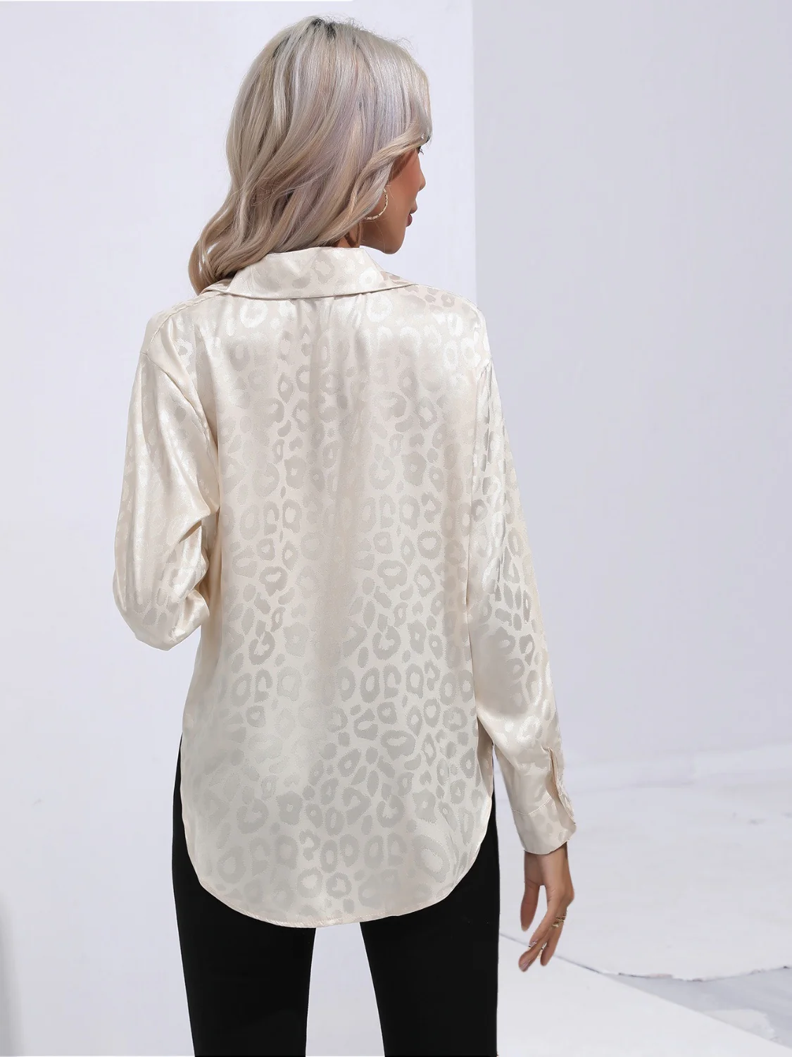 Leopard Collared Neck Long Sleeve Shirt - Image 9