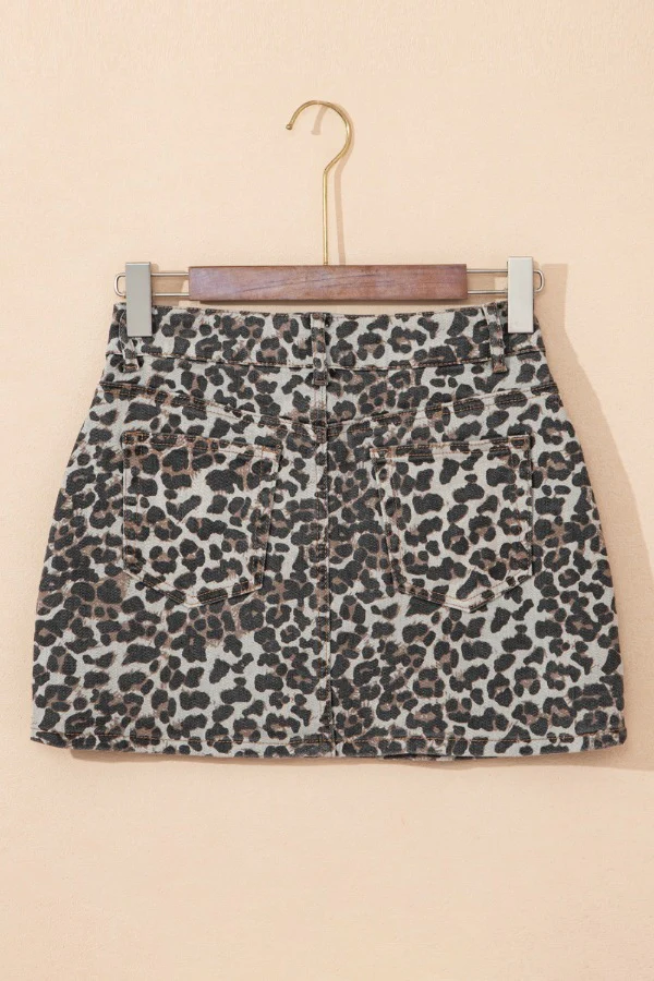 Leopard Denim Mini Skirt - Image 6