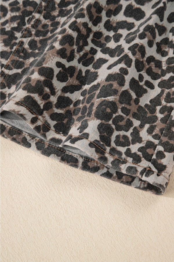 Leopard Denim Mini Skirt - Image 7