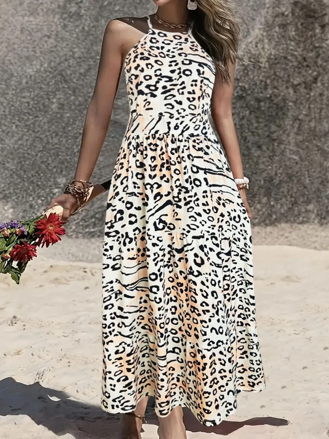 Leopard Halter Neck Dress - Image 3