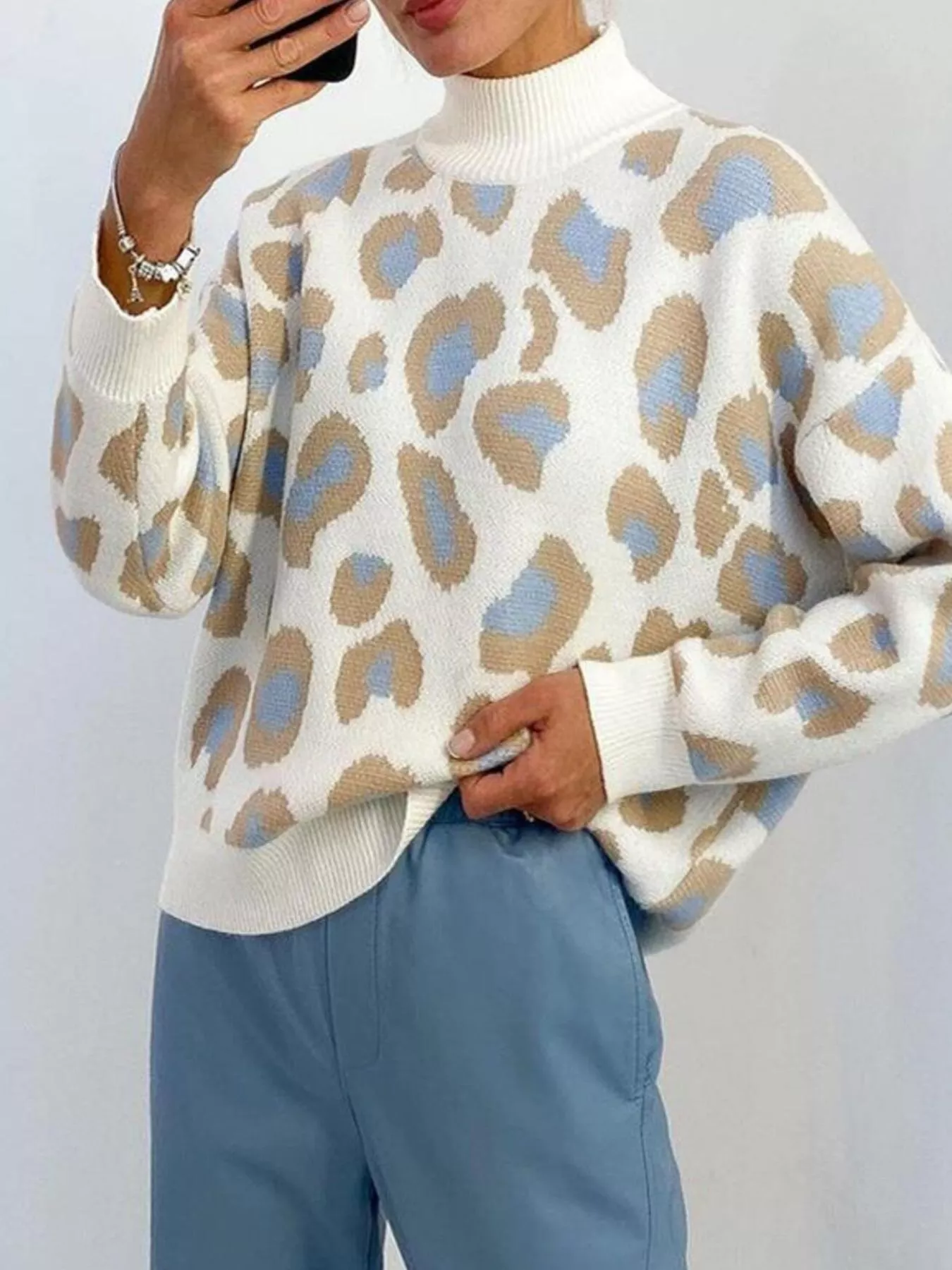 Leopard High Neck Sweater - Image 2