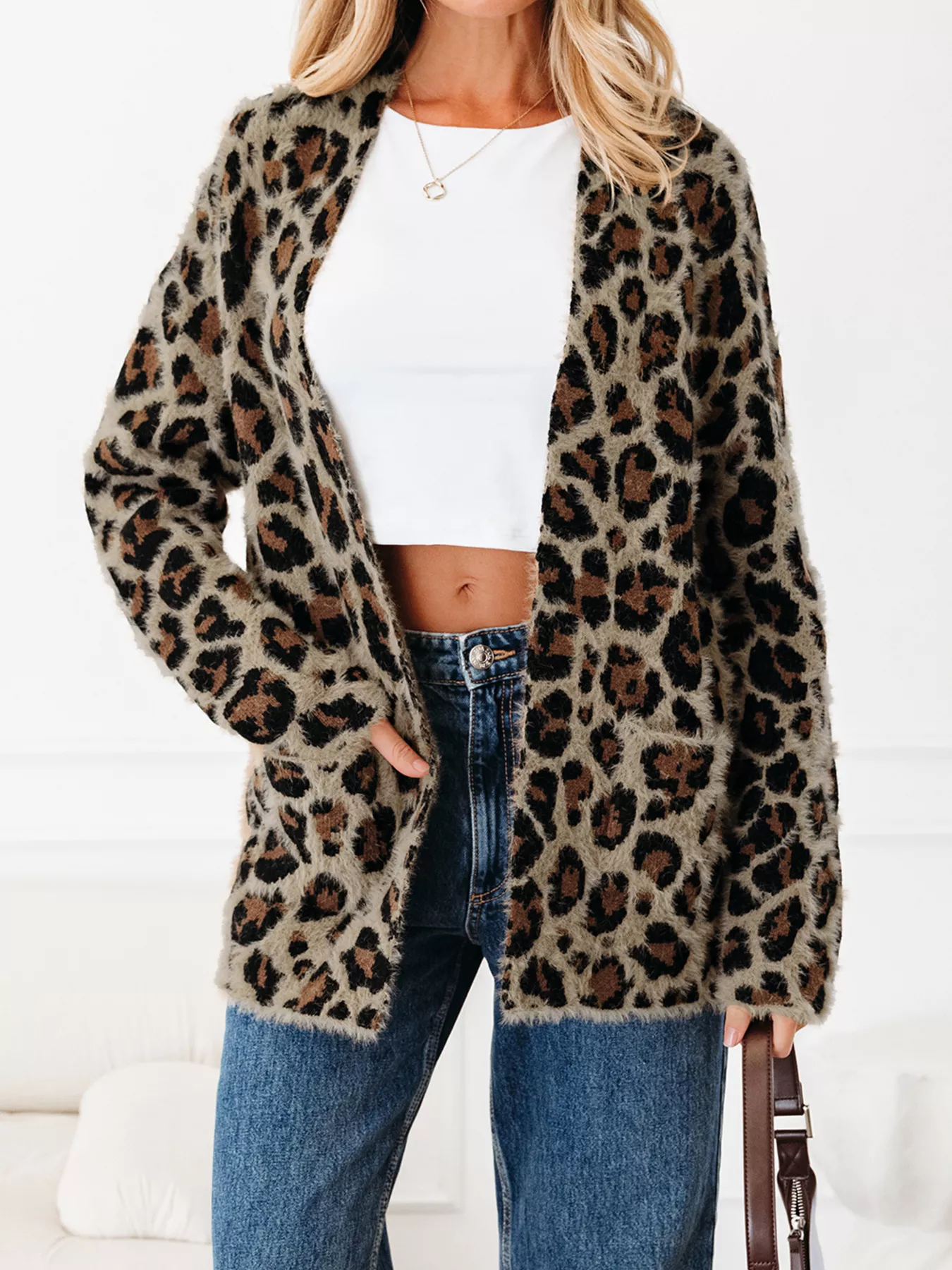 Leopard Open Casual Cardigan - Image 5