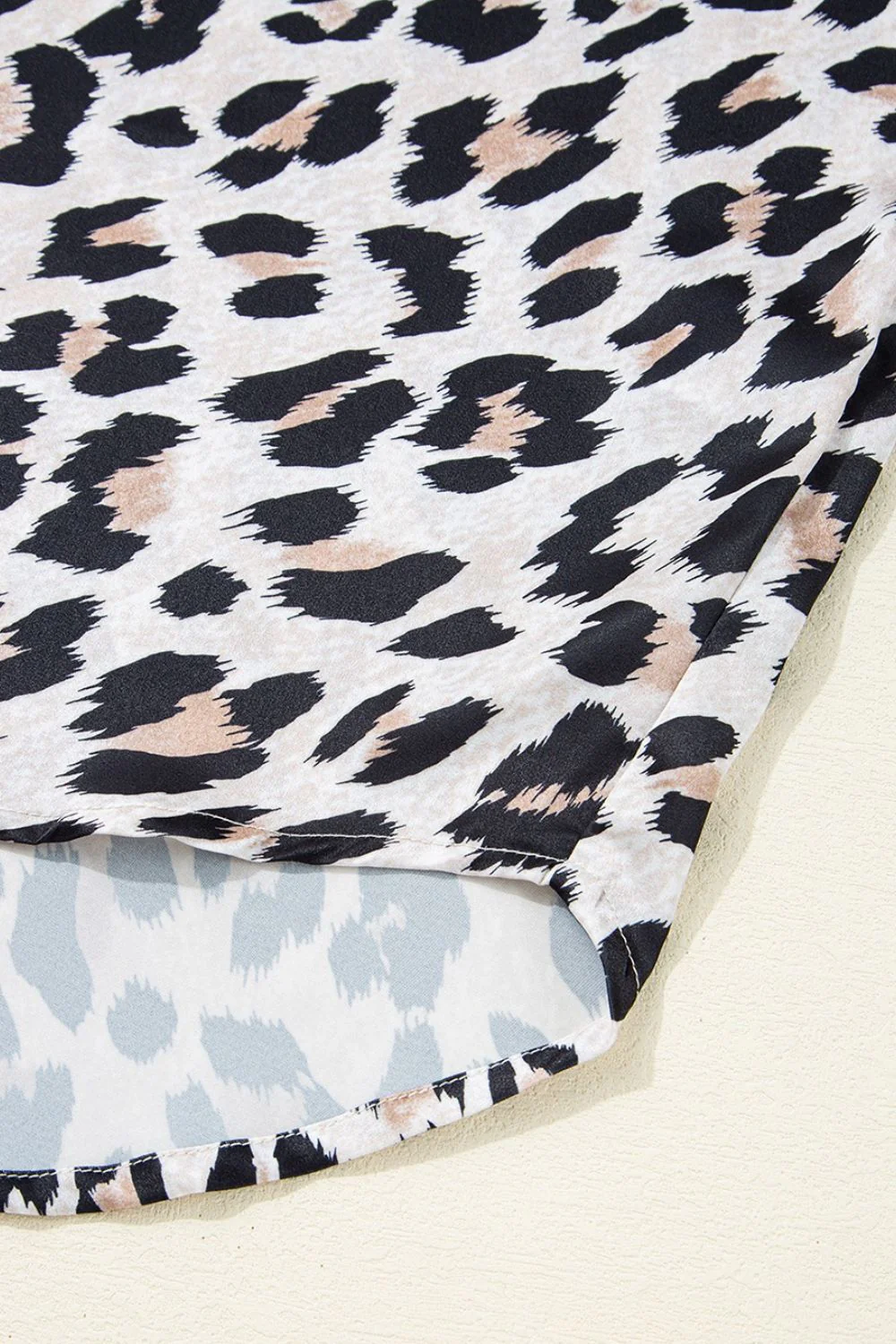 Leopard Print Buttoned 3/4 Sleeve Loose Fit Shirt - Image 9