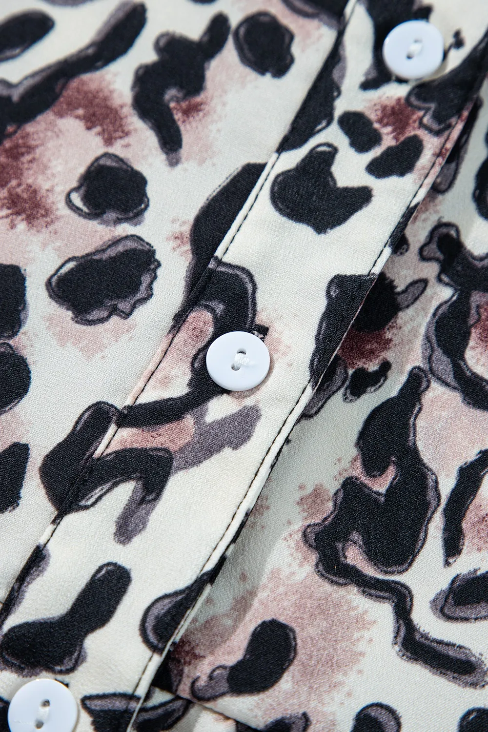 Leopard Print Buttoned Front 3/4 Sleeve Tiered Ruffled Hem Dress - Image 22