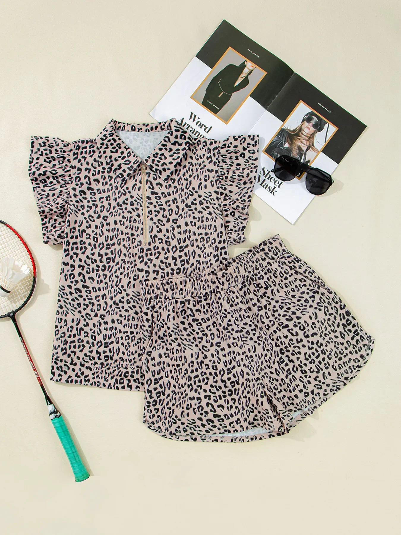 Leopard Print Cap Sleeve Top and Shorts Summer Set - Image 8